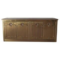 Brass and Burled Credenza by Mastercraft