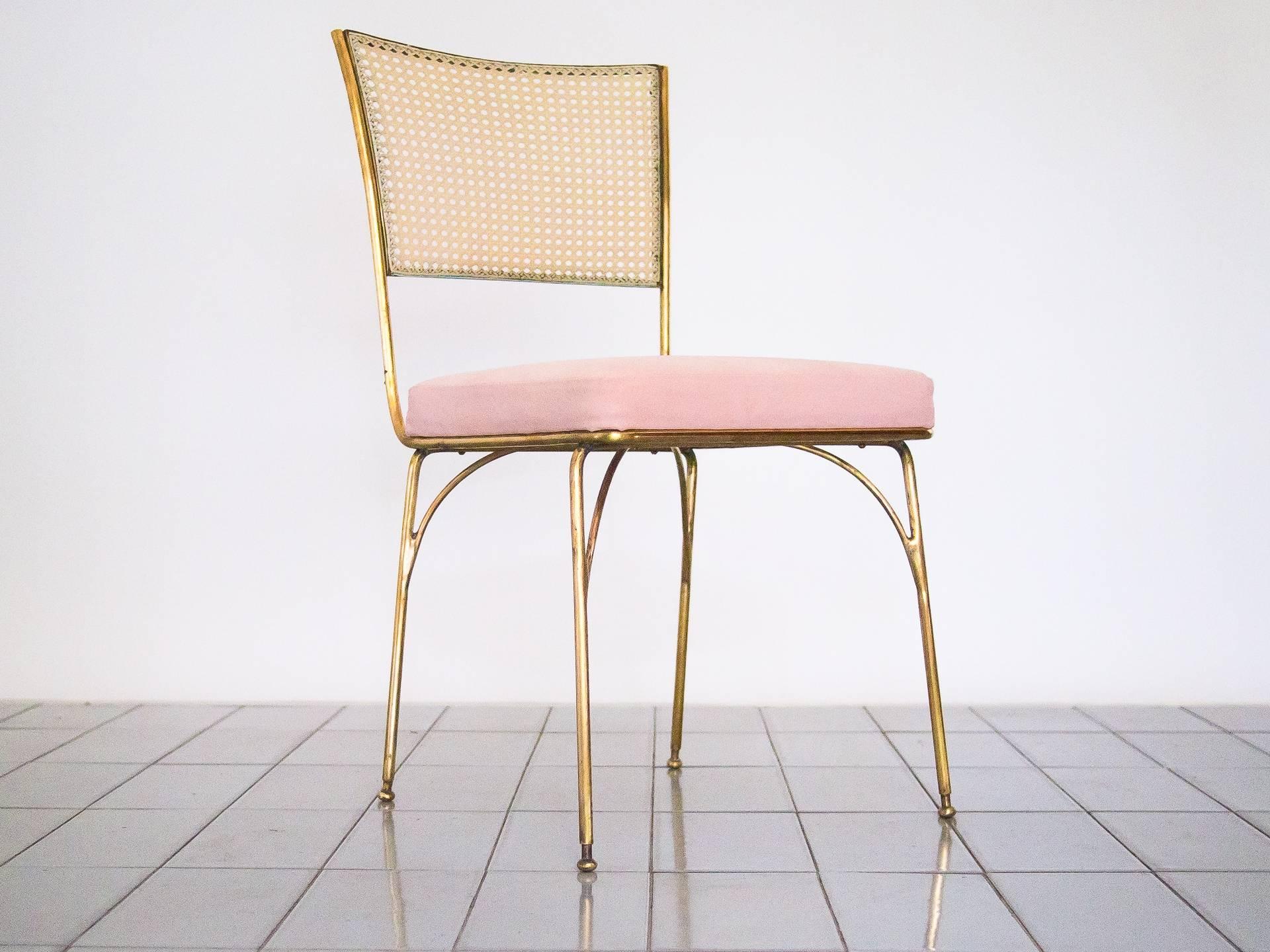 1950s Chair in Brass and Cane by Acácio Gil Borsoi, Brazilian Mid Century Modern 4