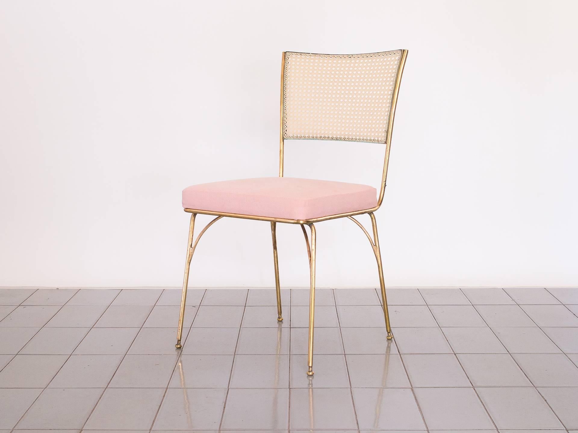 Mid-Century Modern 1950s Chair in Brass and Cane by Acácio Gil Borsoi, Brazilian Mid Century Modern