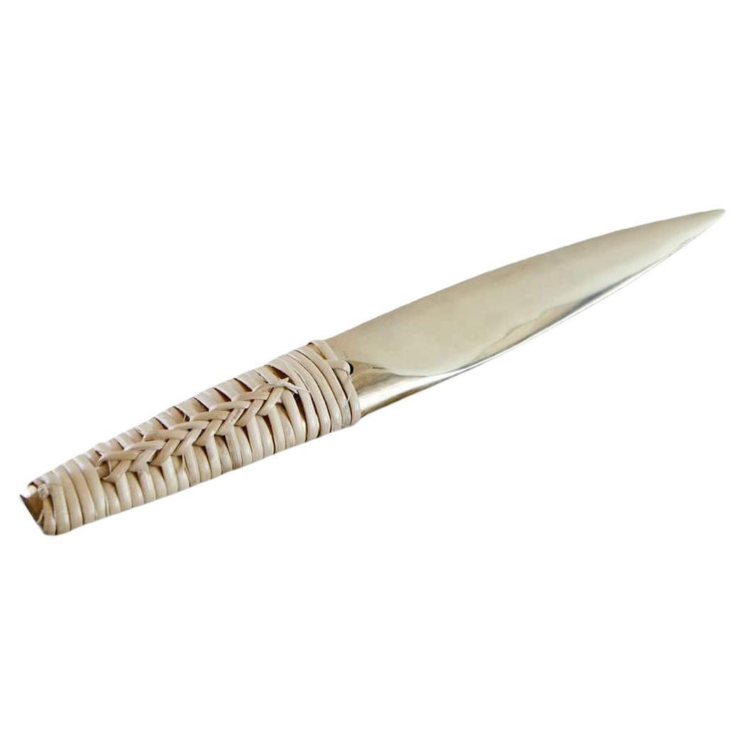 Brass and Cane Letter Opener by Carl Aubock For Sale