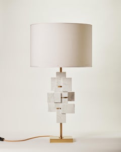 Brass And Carrara Marble Tiles Table Lamp by MATLIGHT Milano