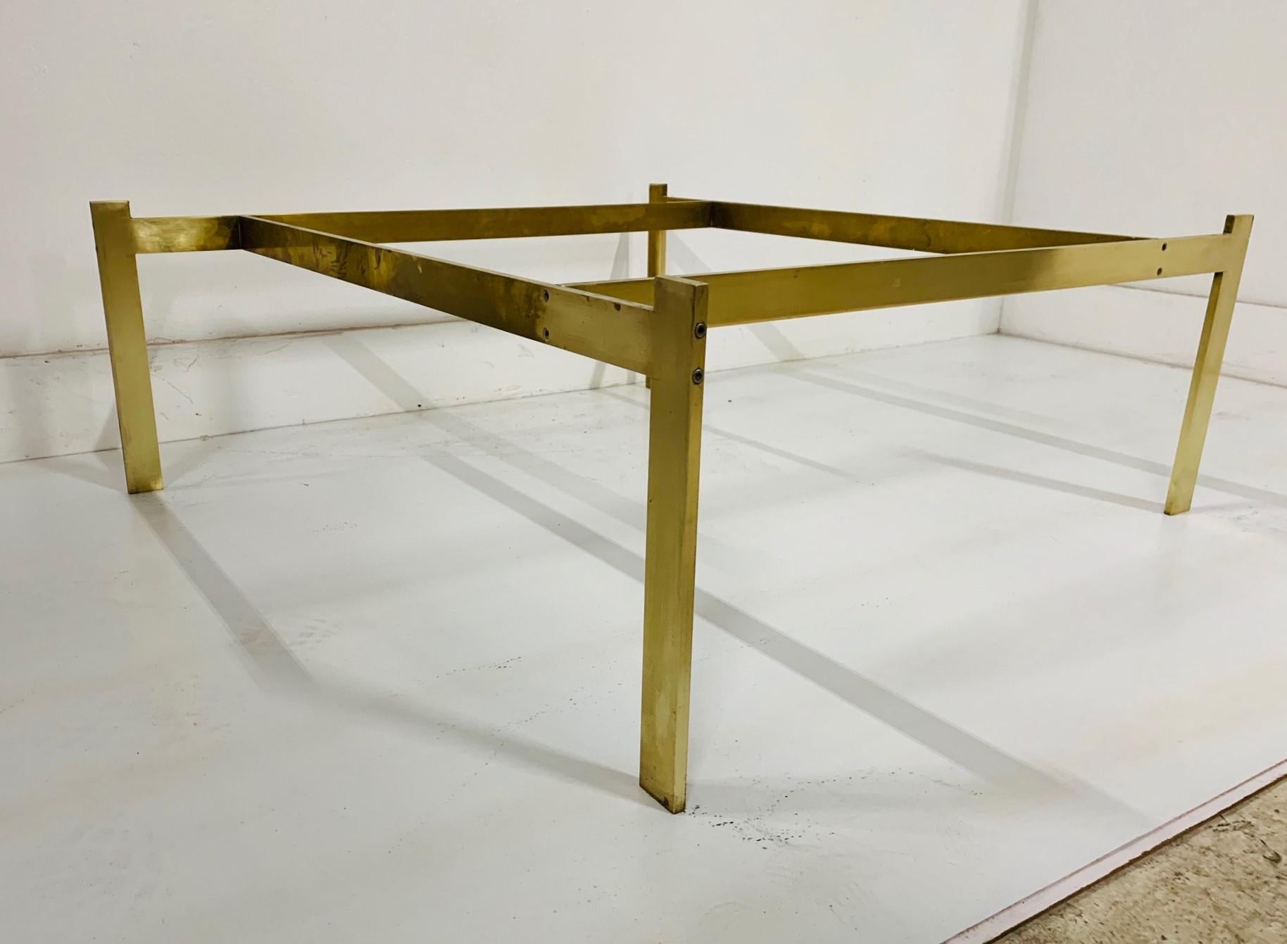 Danish Brass and Carrara Marble-Top Coffee Table Style of Poul Kjaerholm For Sale