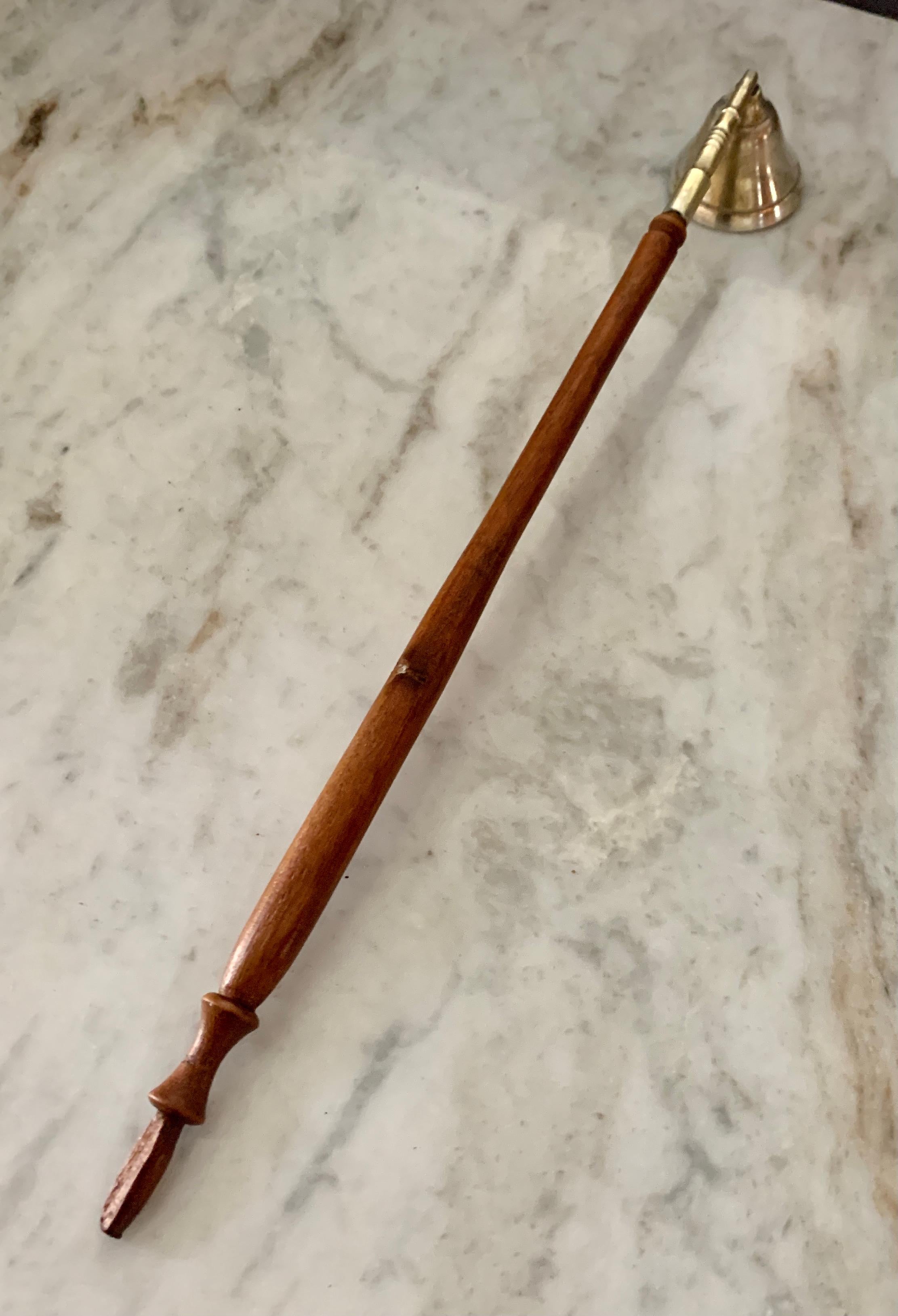 Brass and Carved Wood Candle Snuffer 2