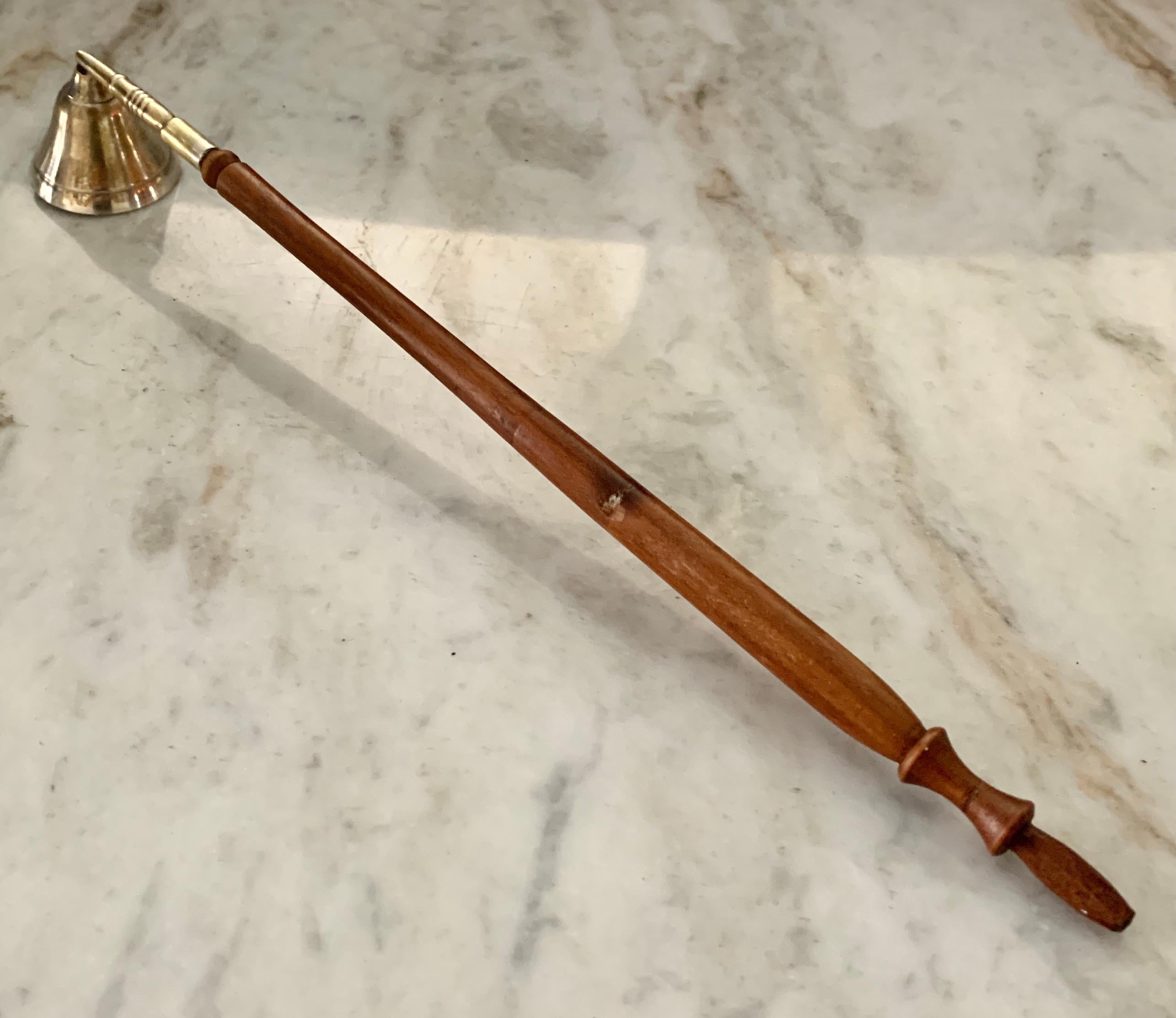 Brass and Carved Wood Candle Snuffer 3