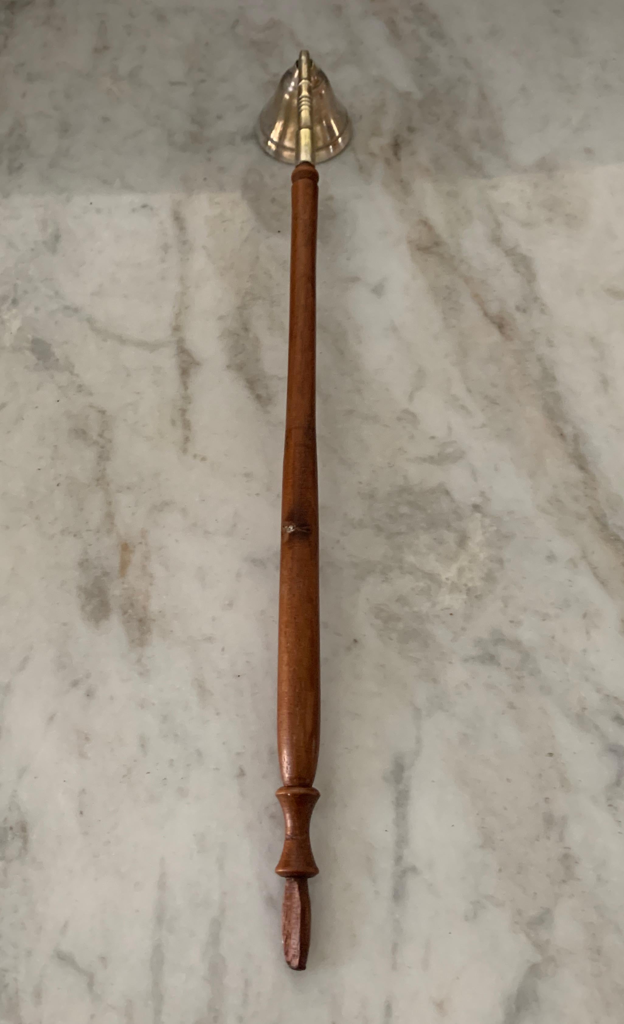Brass and Carved Wood Candle Snuffer 4