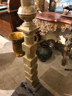 Brass and Cast Iron Andiron Mounted as Floor Lamp