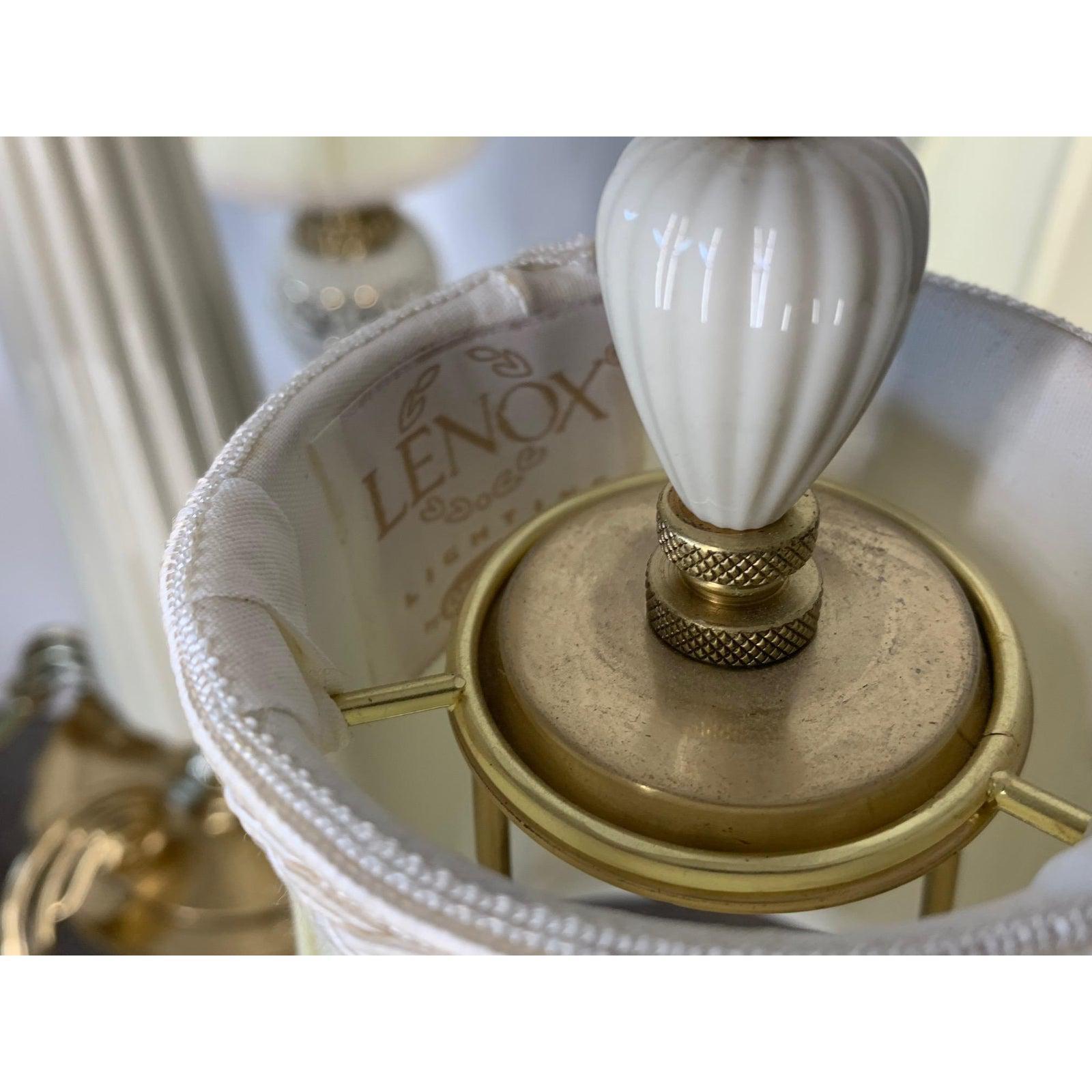 Brass and Ceramic Five Light Chandelier by Lenox 1