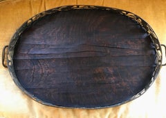 Brass and Chestnut Wood Fish Tray