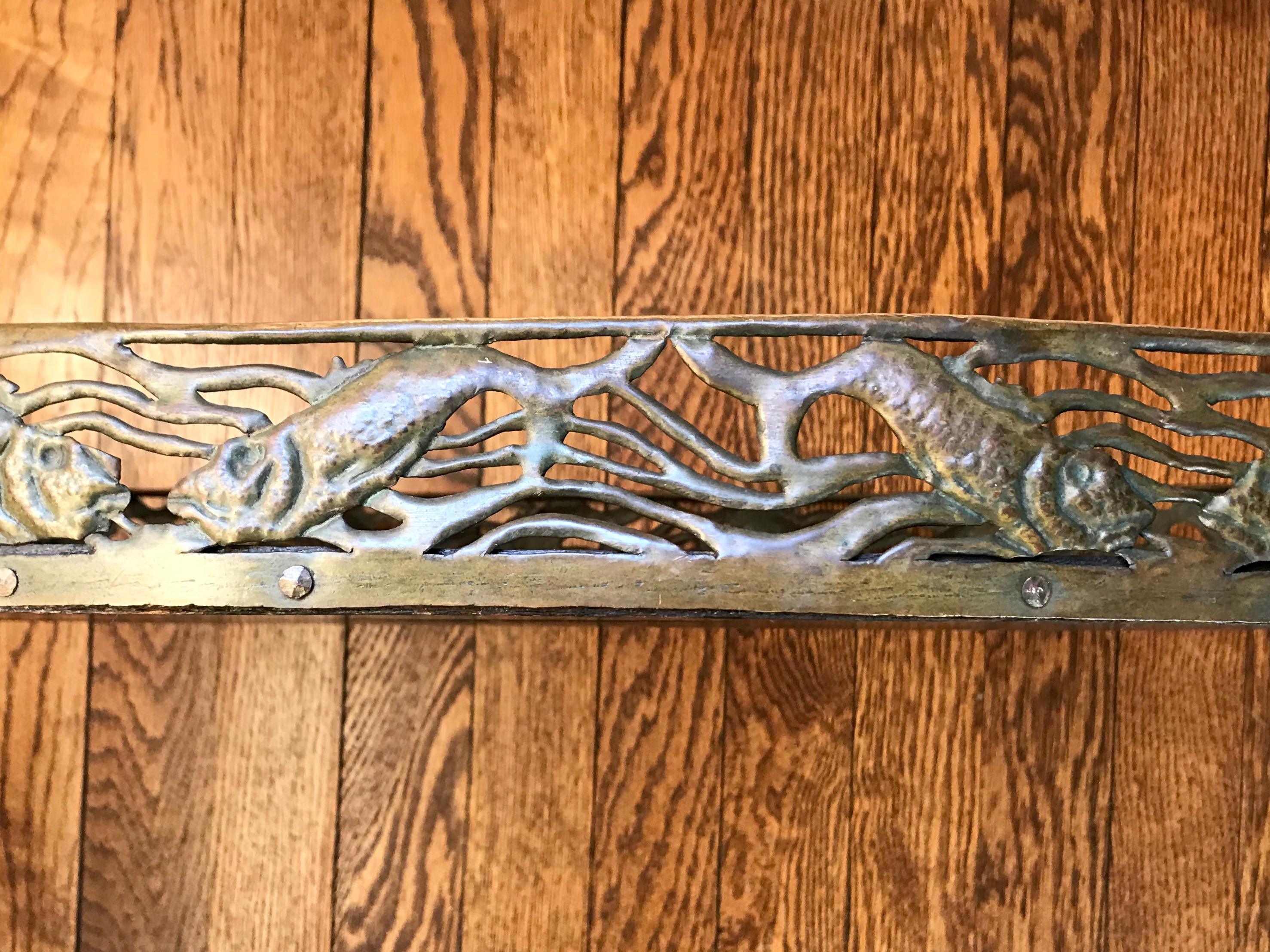 Brass and Chestnut Wood Fish Tray In Good Condition For Sale In New York, NY