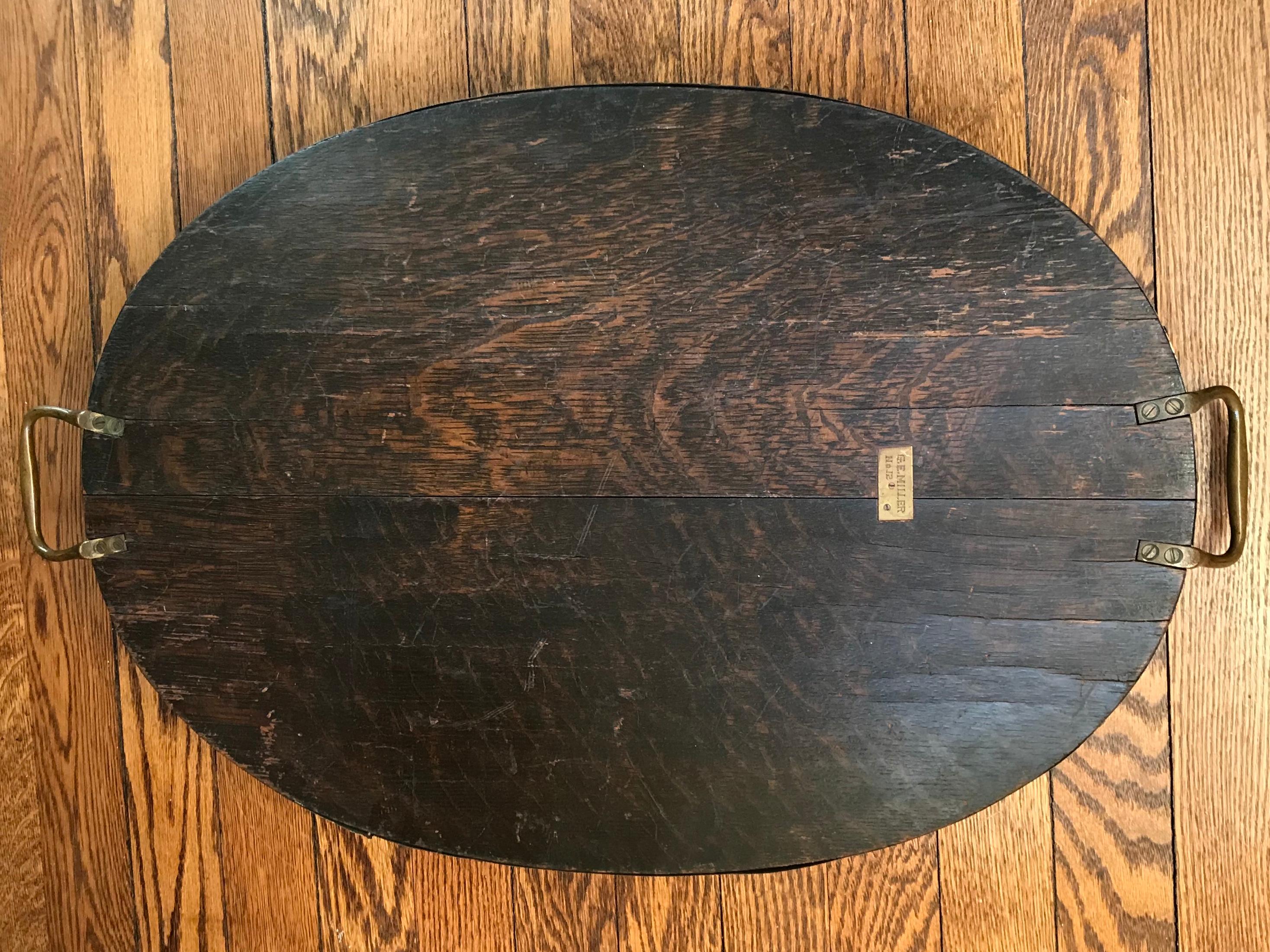 Brass and Chestnut Wood Fish Tray For Sale 5