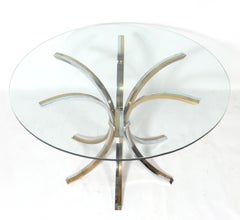 Italian Brass and Chrome Center or Dining Table