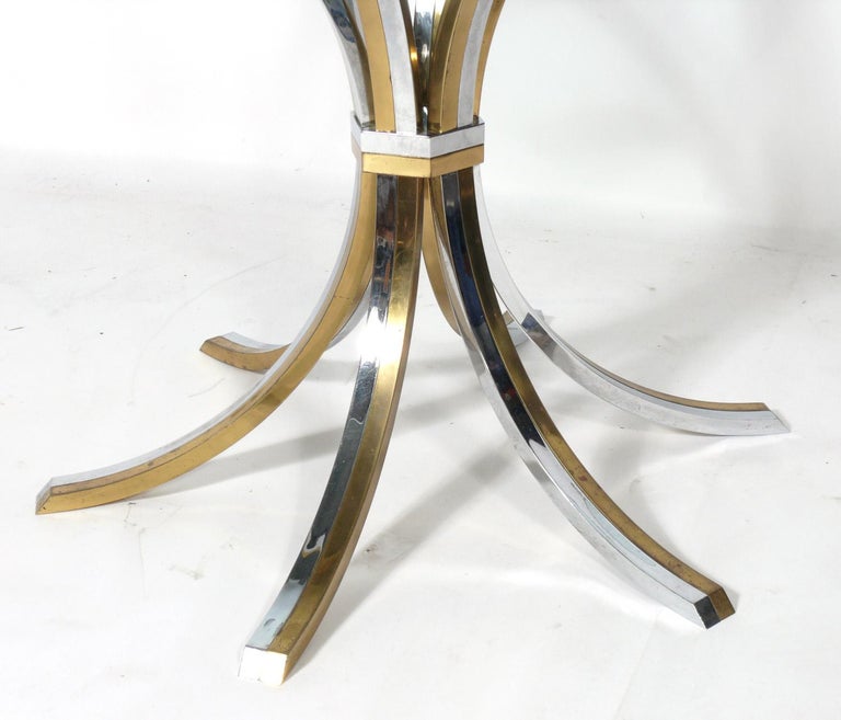 Mid-Century Modern Brass and Chrome Center or Dining Table Attributed to Willy Rizzo For Sale