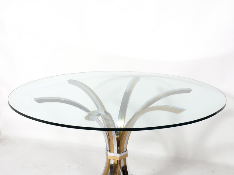 Italian Brass and Chrome Center or Dining Table Attributed to Willy Rizzo For Sale