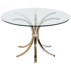 Brass and Chrome Center or Dining Table Attributed to Willy Rizzo