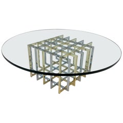 Brass and Chrome Cocktail Table by Pierre Cardin