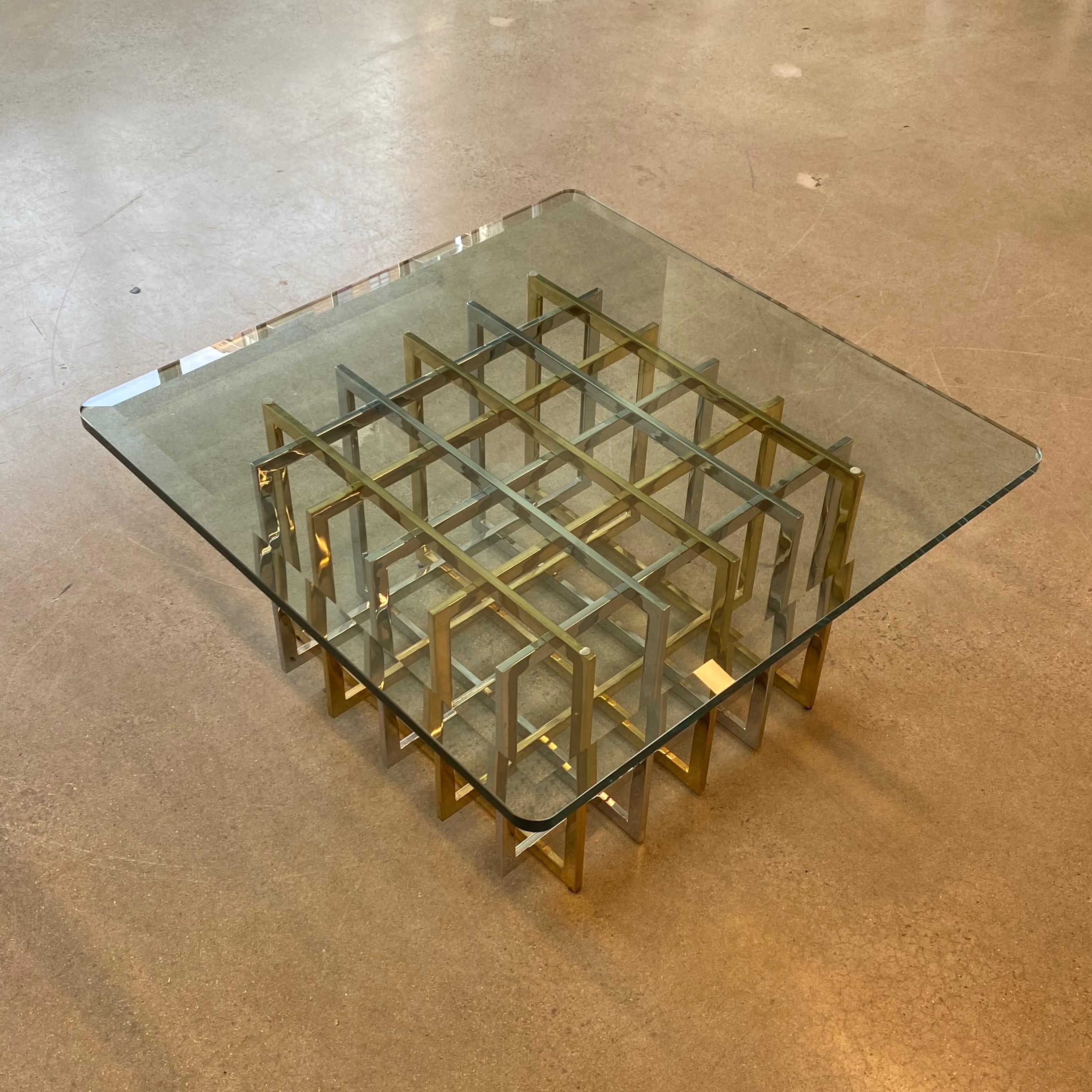 Brass and Chrome Coffee Cocktail Table Base by Pierre Cardin 1