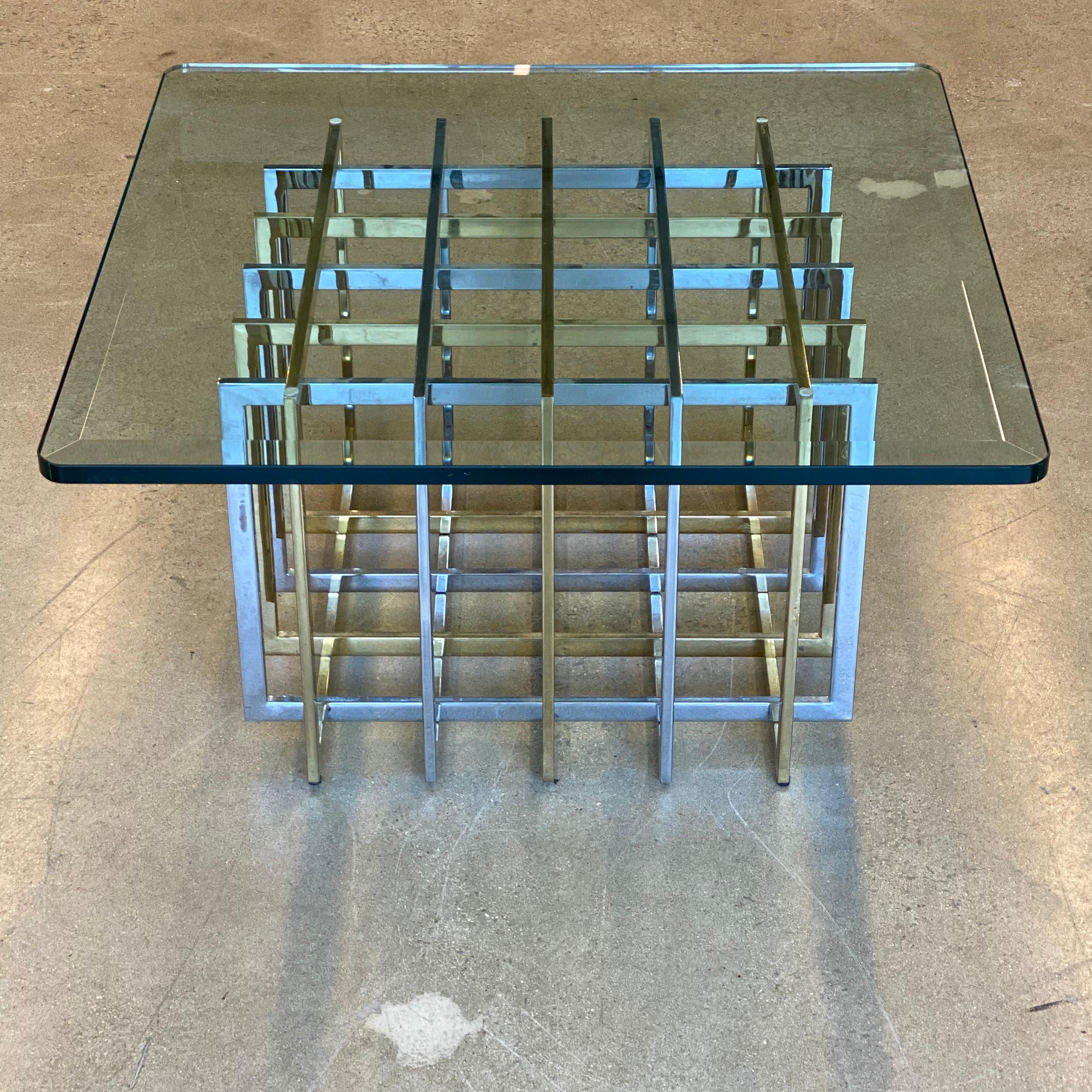 Brass and Chrome Coffee Cocktail Table Base by Pierre Cardin In Good Condition In Haddonfield, NJ