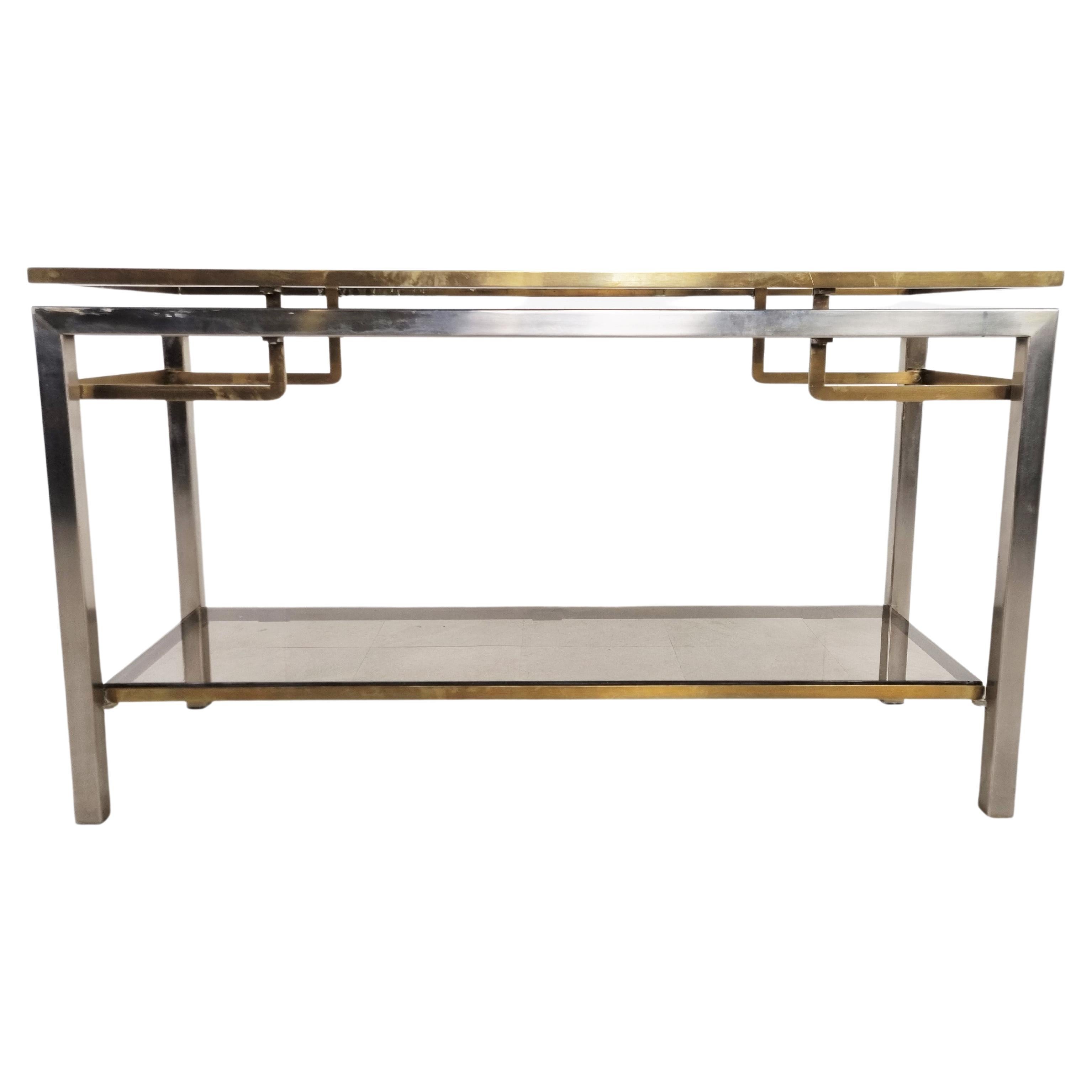 Brass and Chrome Console Table, 1970s