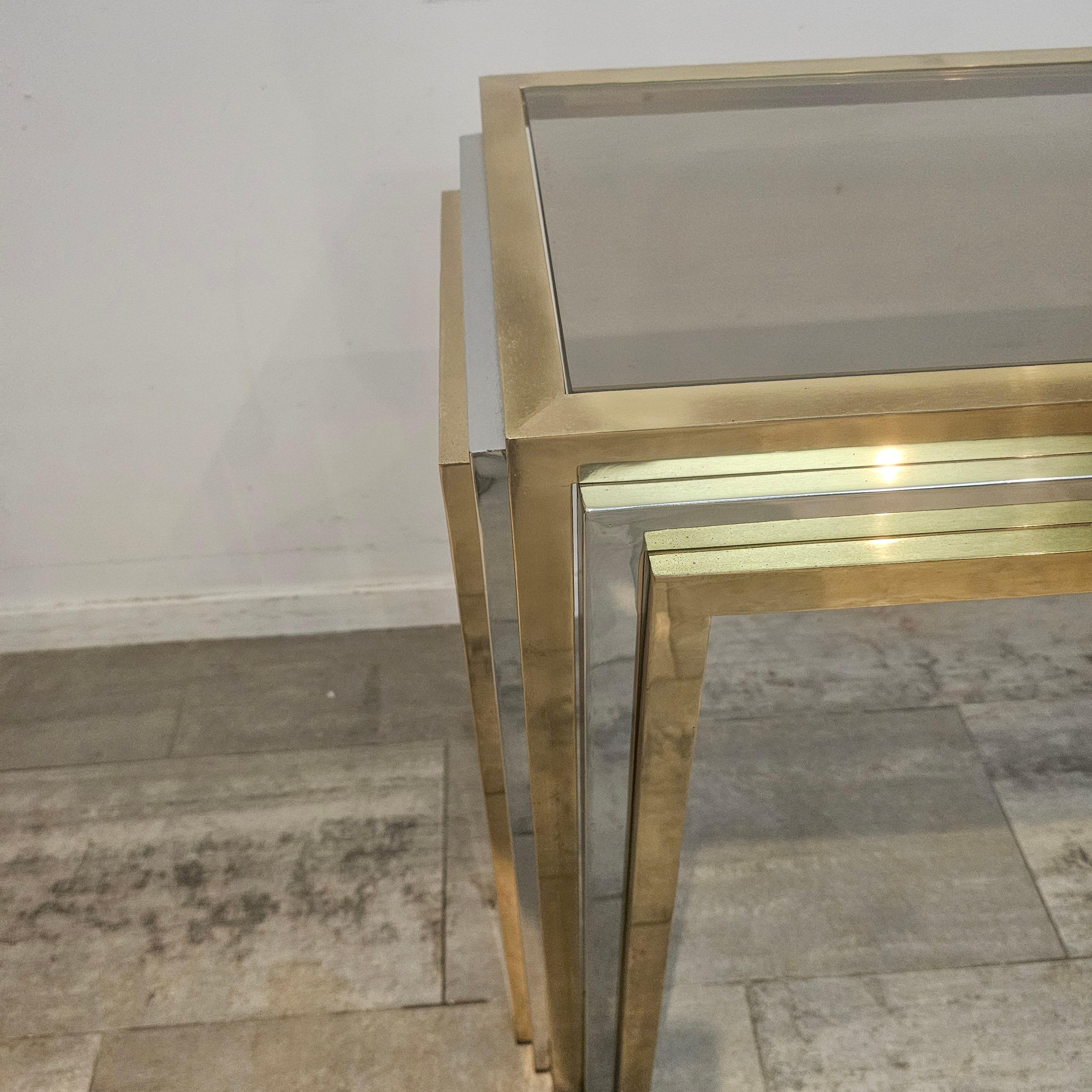 Konsolentisch aus Messing und Chrom von Romeo Rega, Italien im Angebot 1