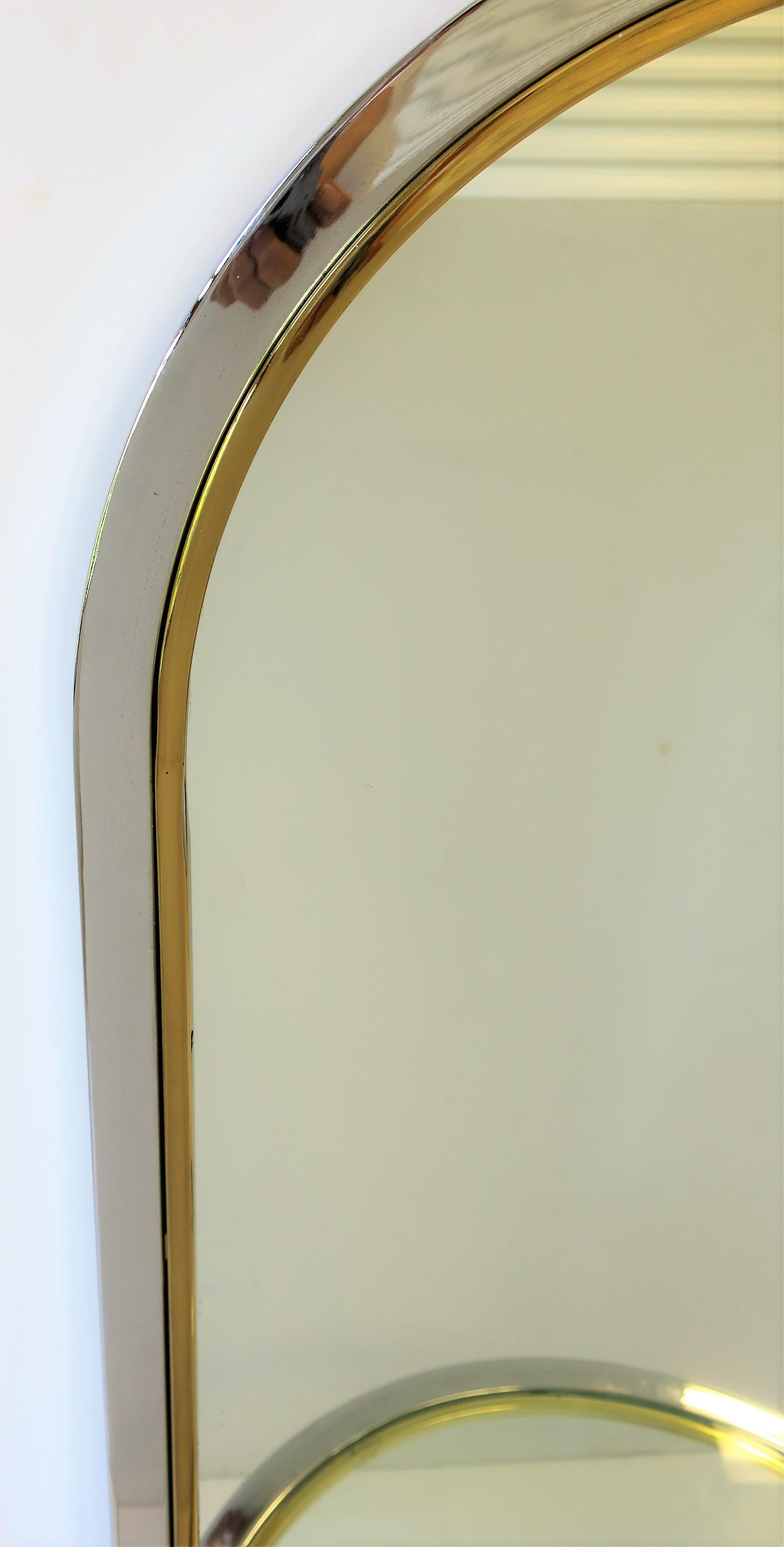 Brass and Chrome Wall Mirror with Console Shelf Modern Postmodern 4