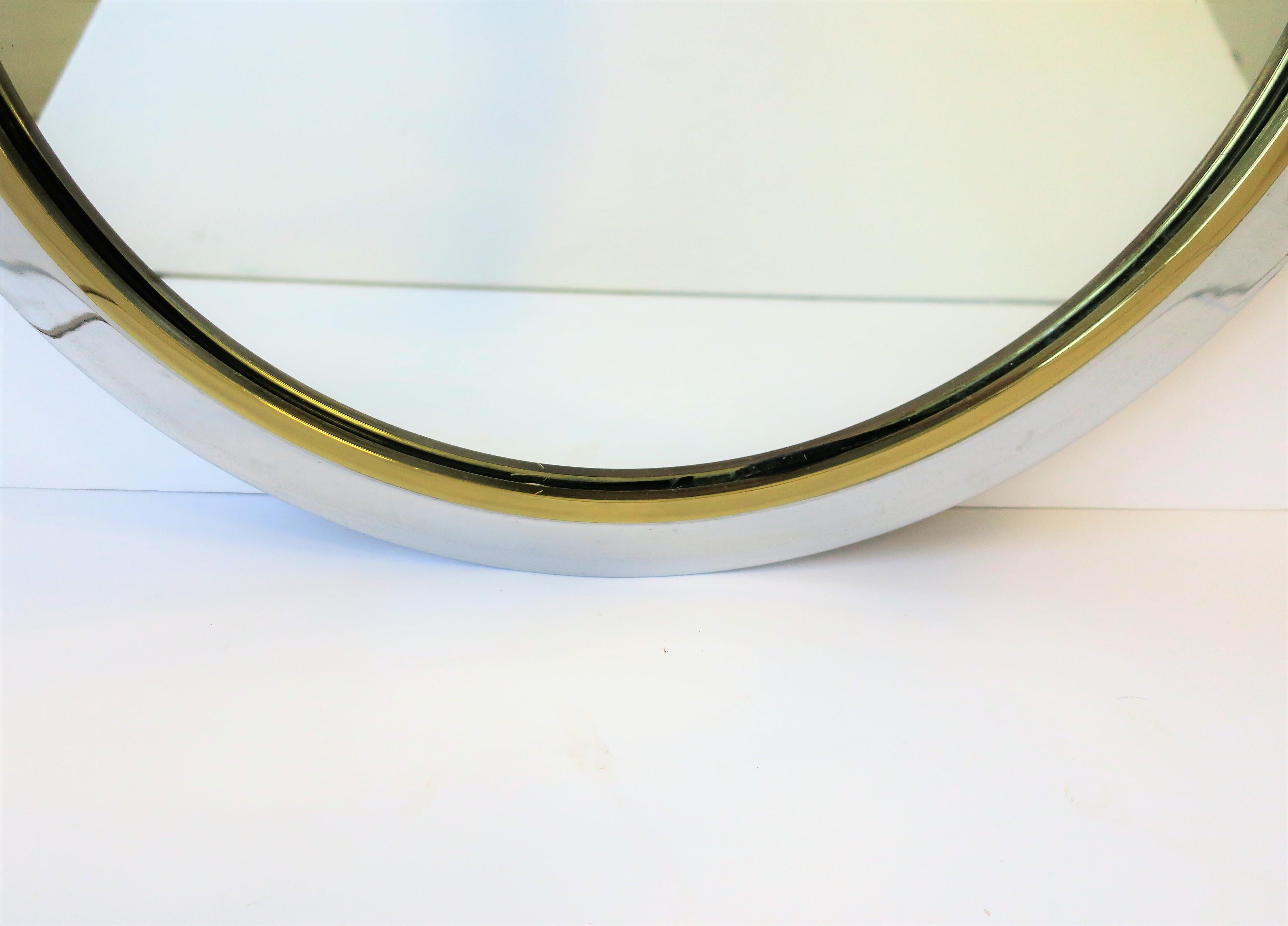 Brass and Chrome Wall Mirror with Console Shelf Modern Postmodern 5