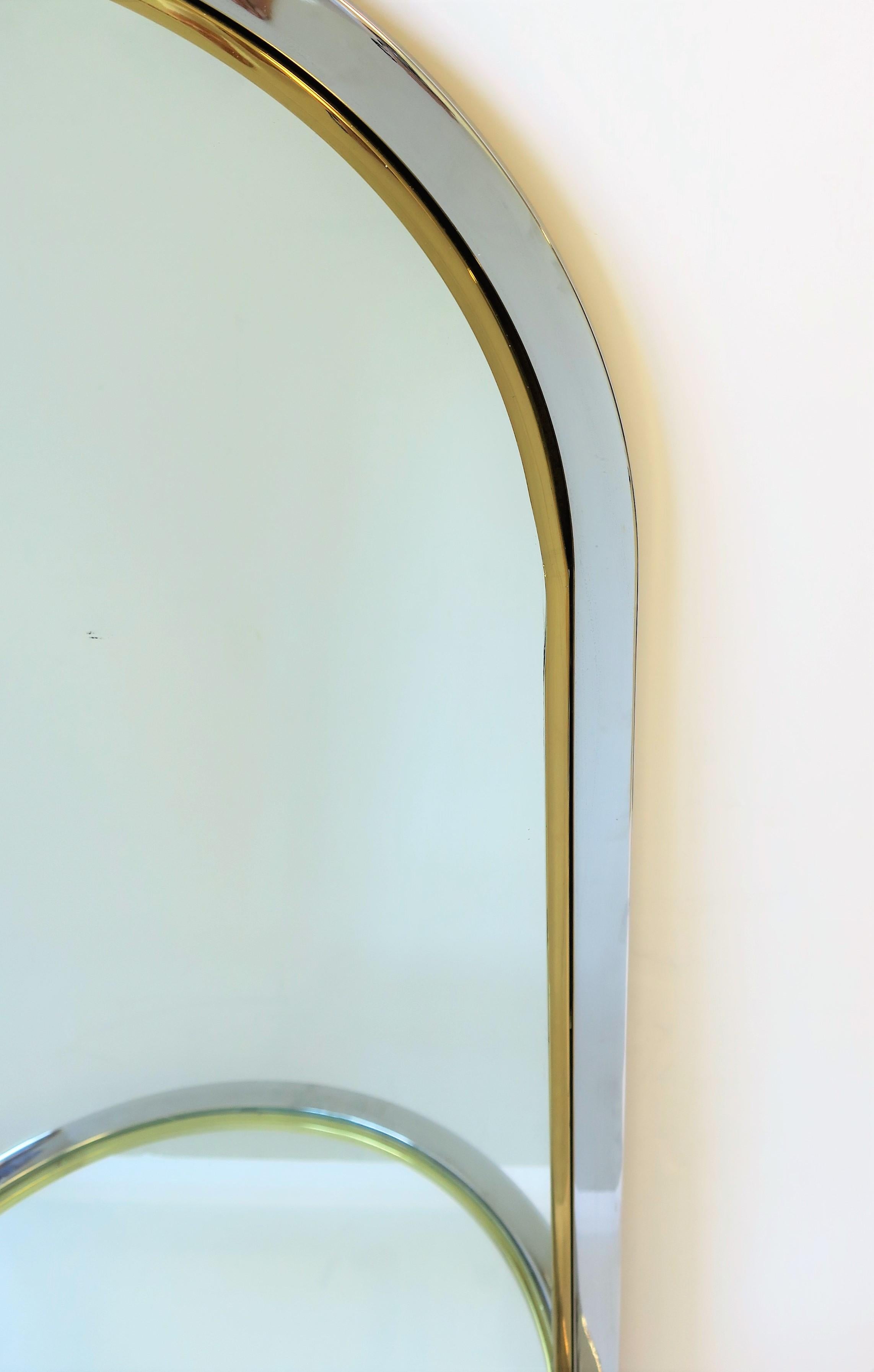 Brass and Chrome Wall Mirror with Console Shelf Modern Postmodern 6