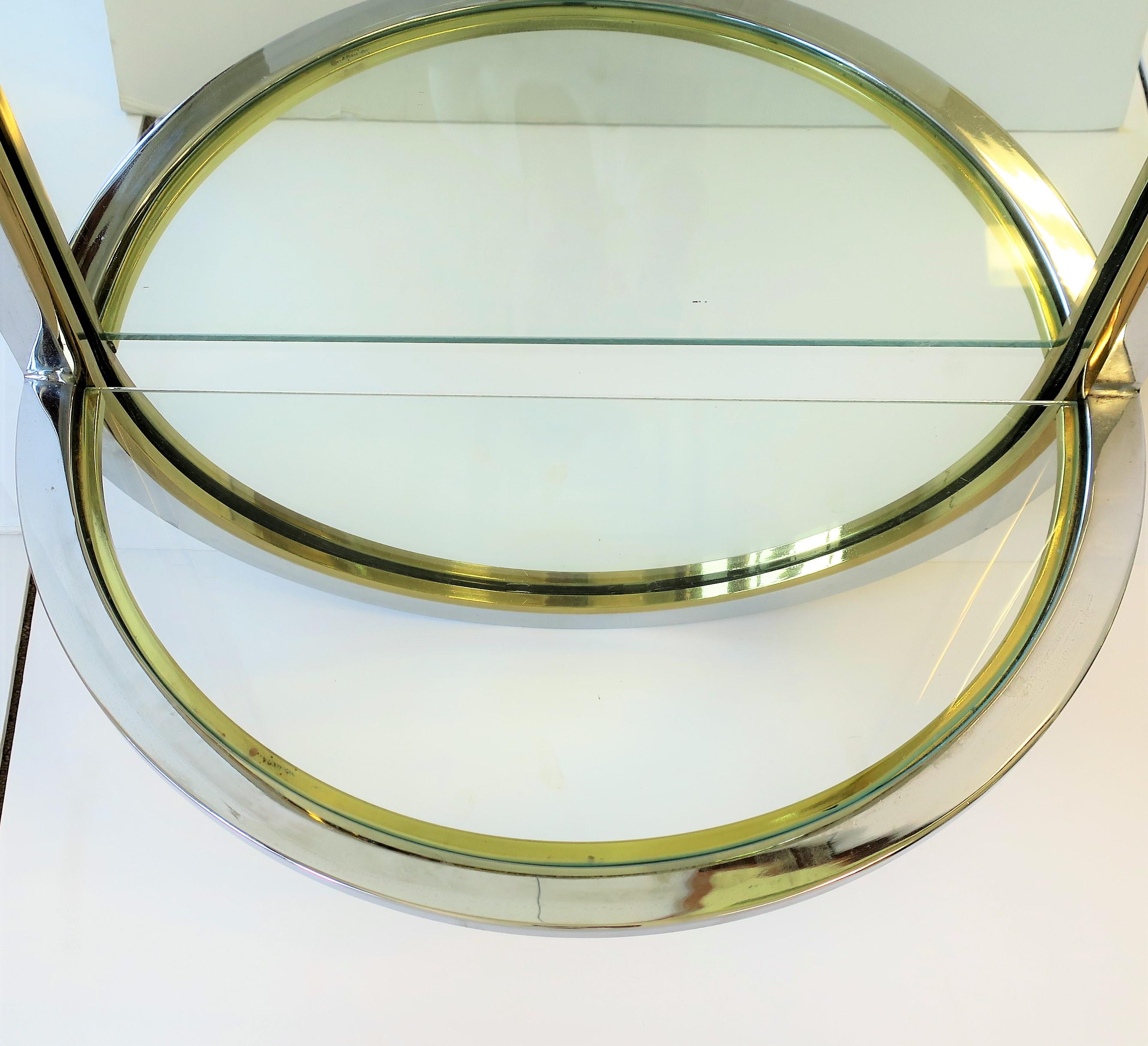 Brass and Chrome Wall Mirror with Console Shelf Modern Postmodern 2