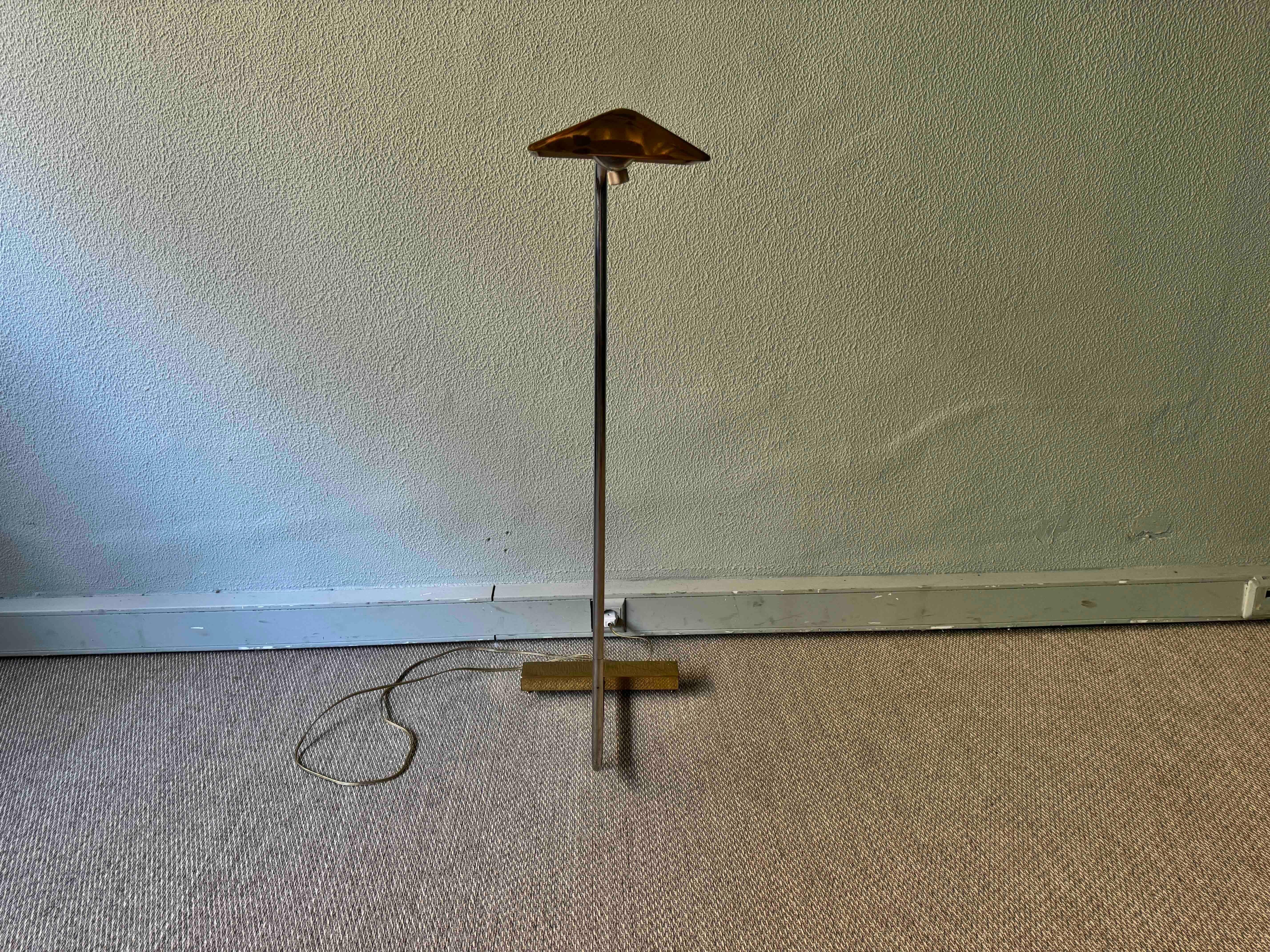Brass and Chrome Floor Lamp in the style of Cedric Hartman, 1970's For Sale 5