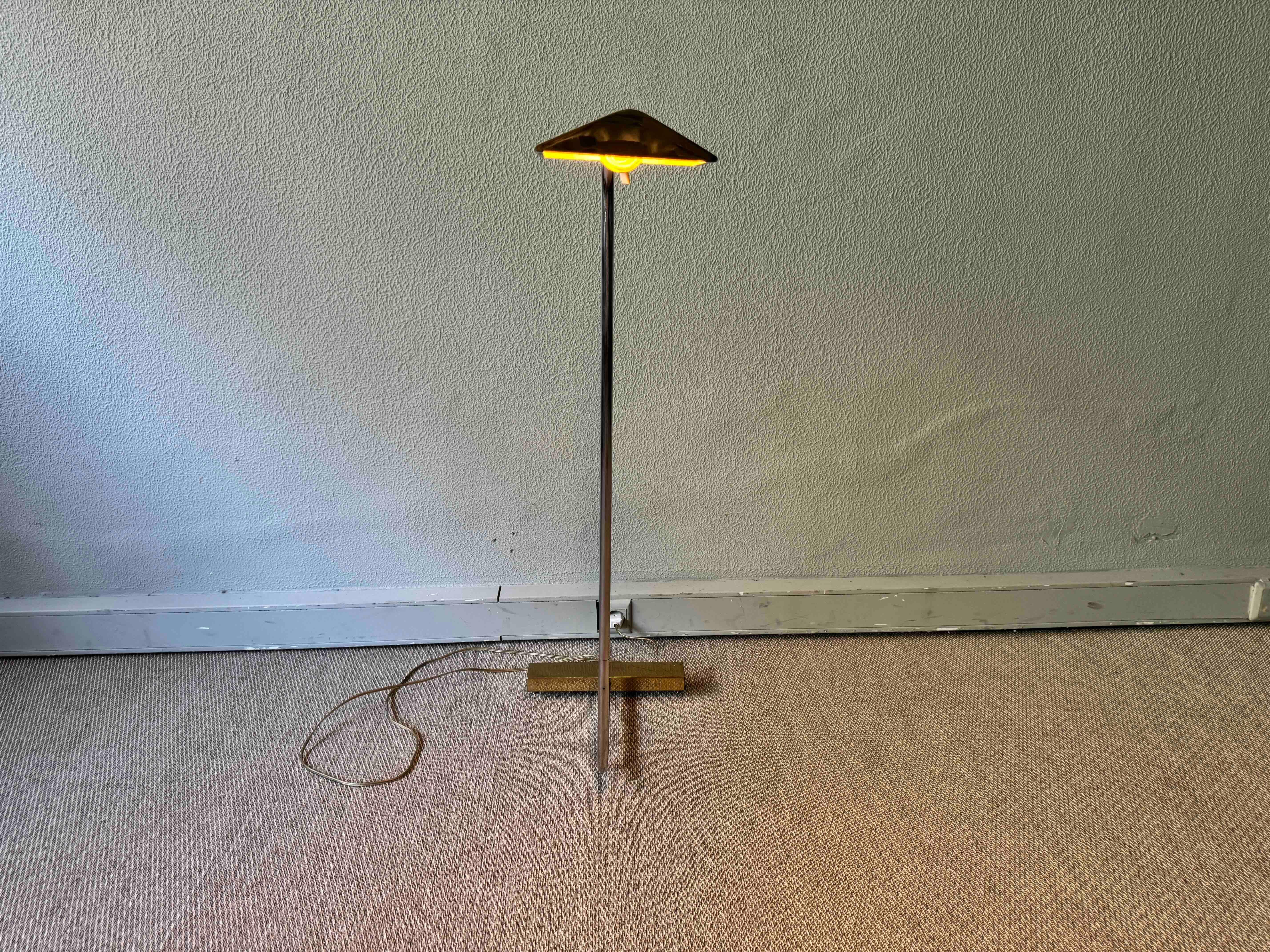 Brass and Chrome Floor Lamp in the style of Cedric Hartman, 1970's For Sale 6