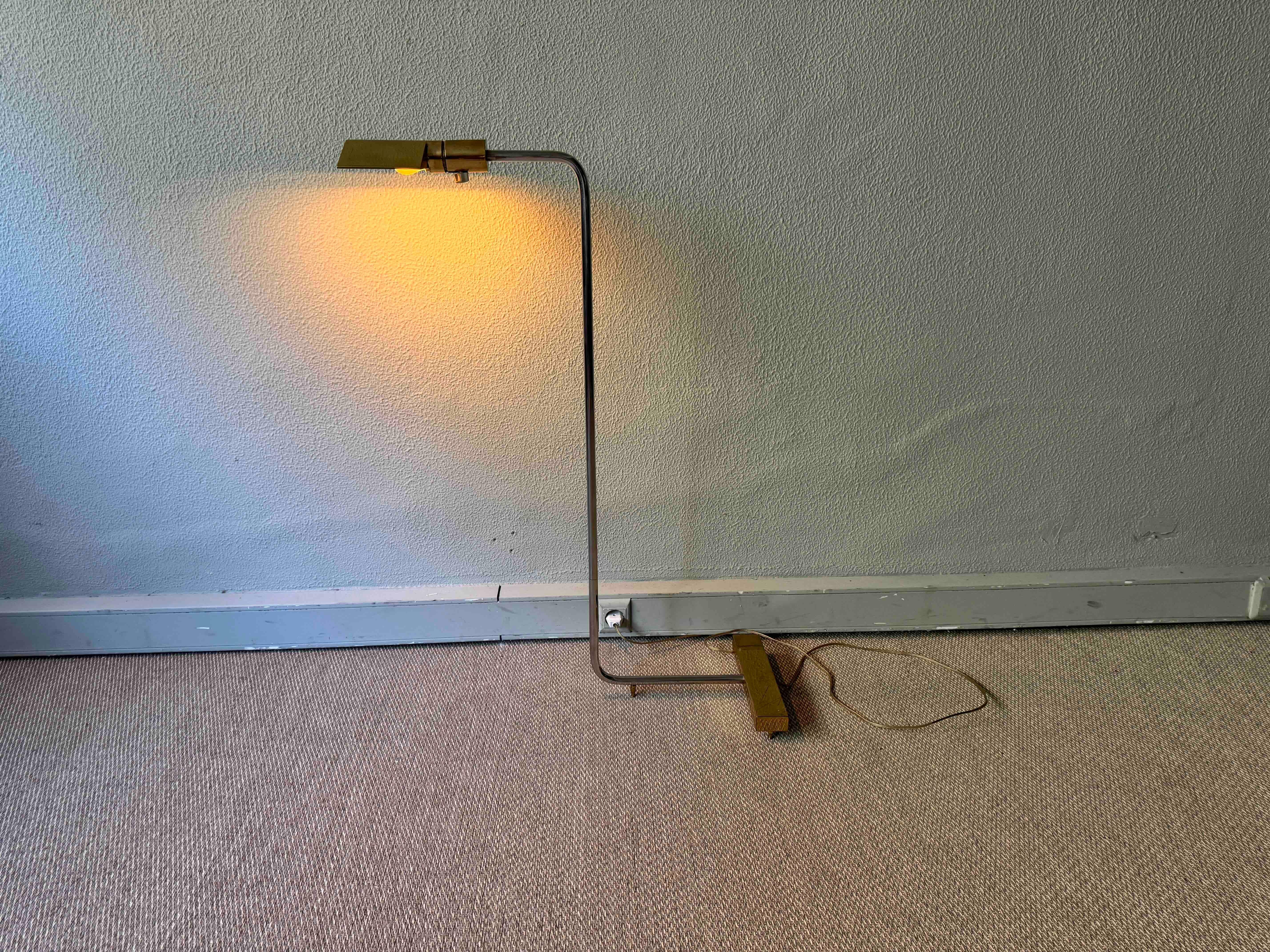 Brass and Chrome Floor Lamp in the style of Cedric Hartman, 1970's For Sale 7