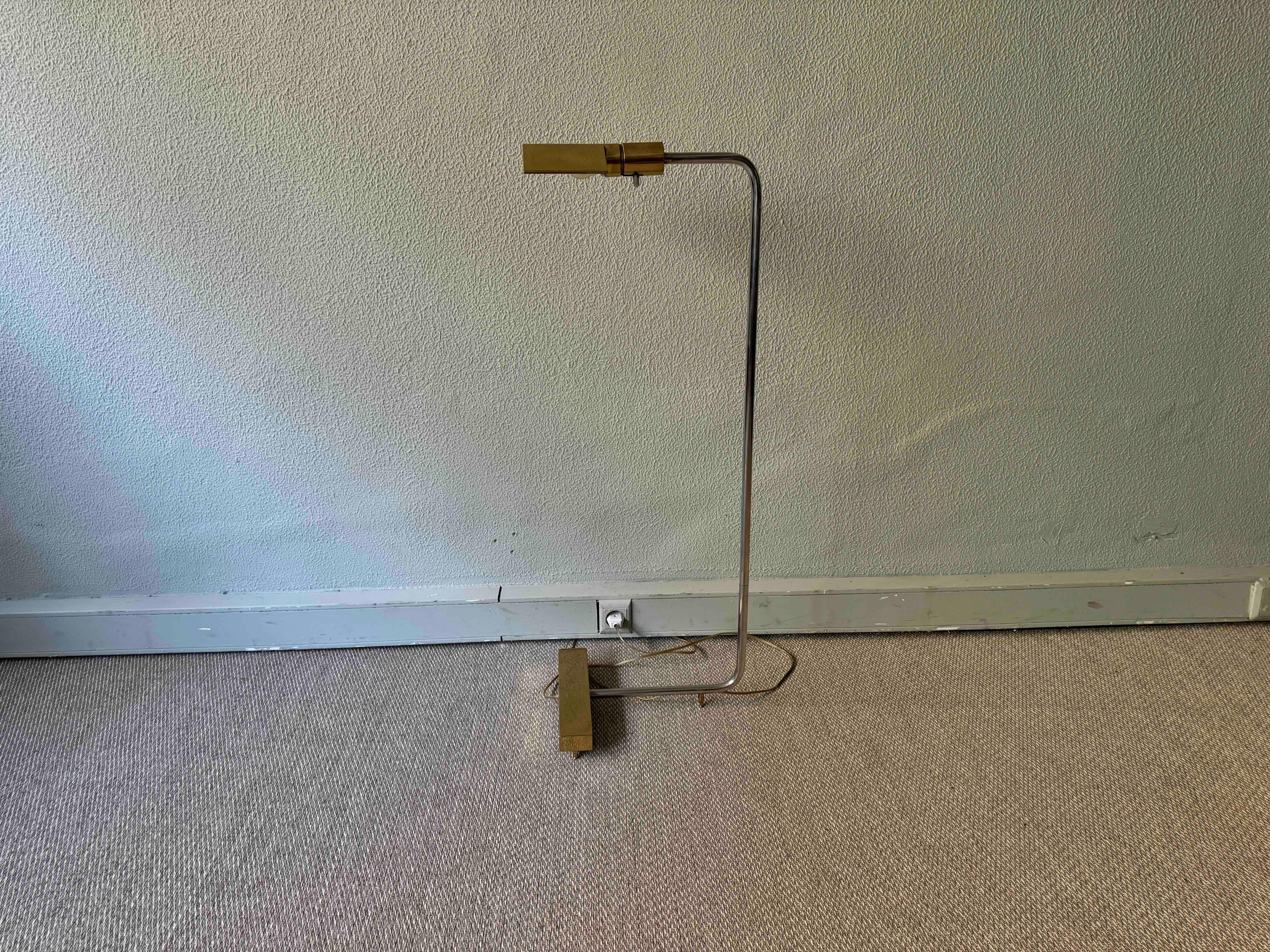 Mid-Century Modern Brass and Chrome Floor Lamp in the style of Cedric Hartman, 1970's For Sale