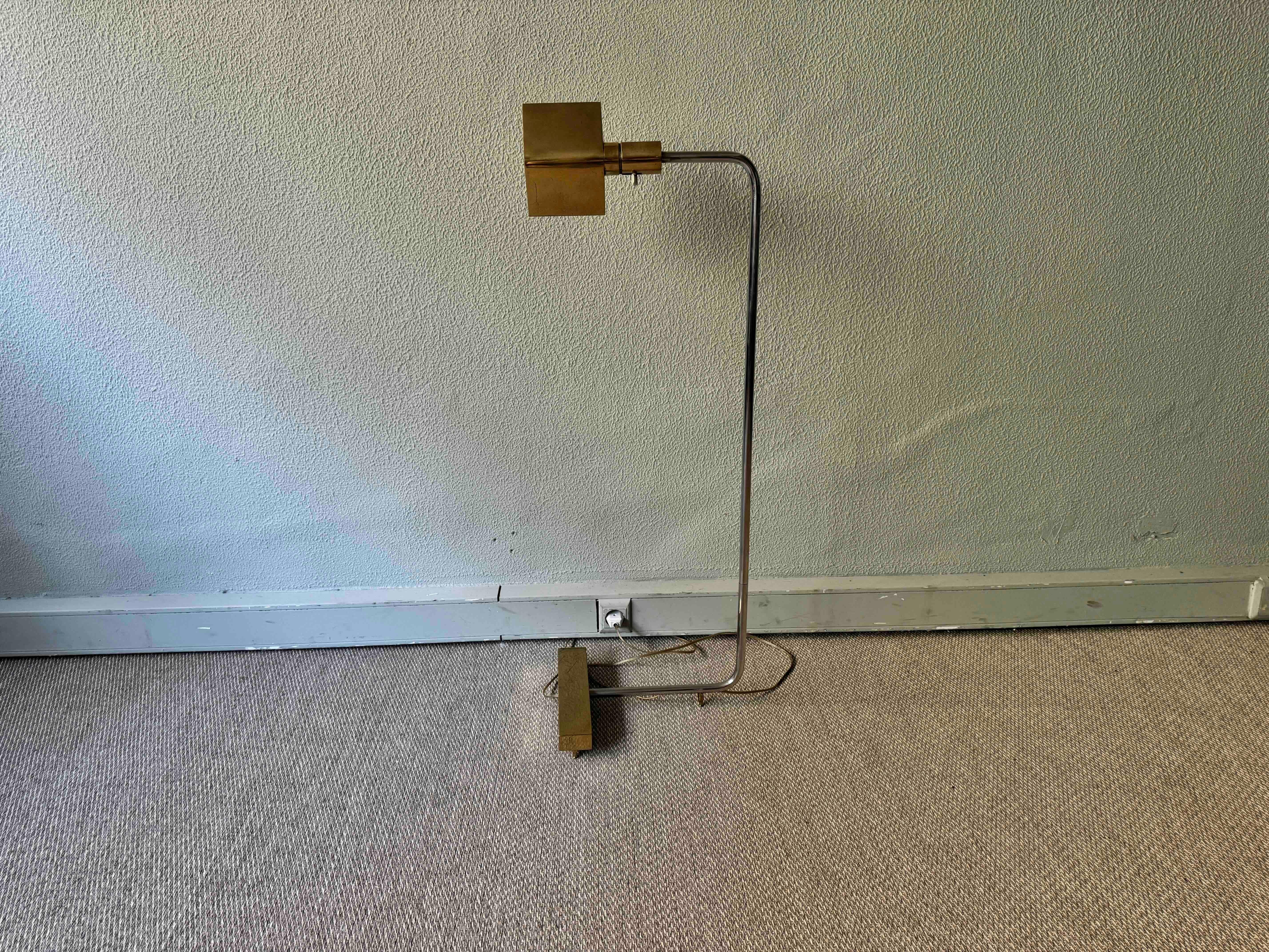 Italian Brass and Chrome Floor Lamp in the style of Cedric Hartman, 1970's For Sale