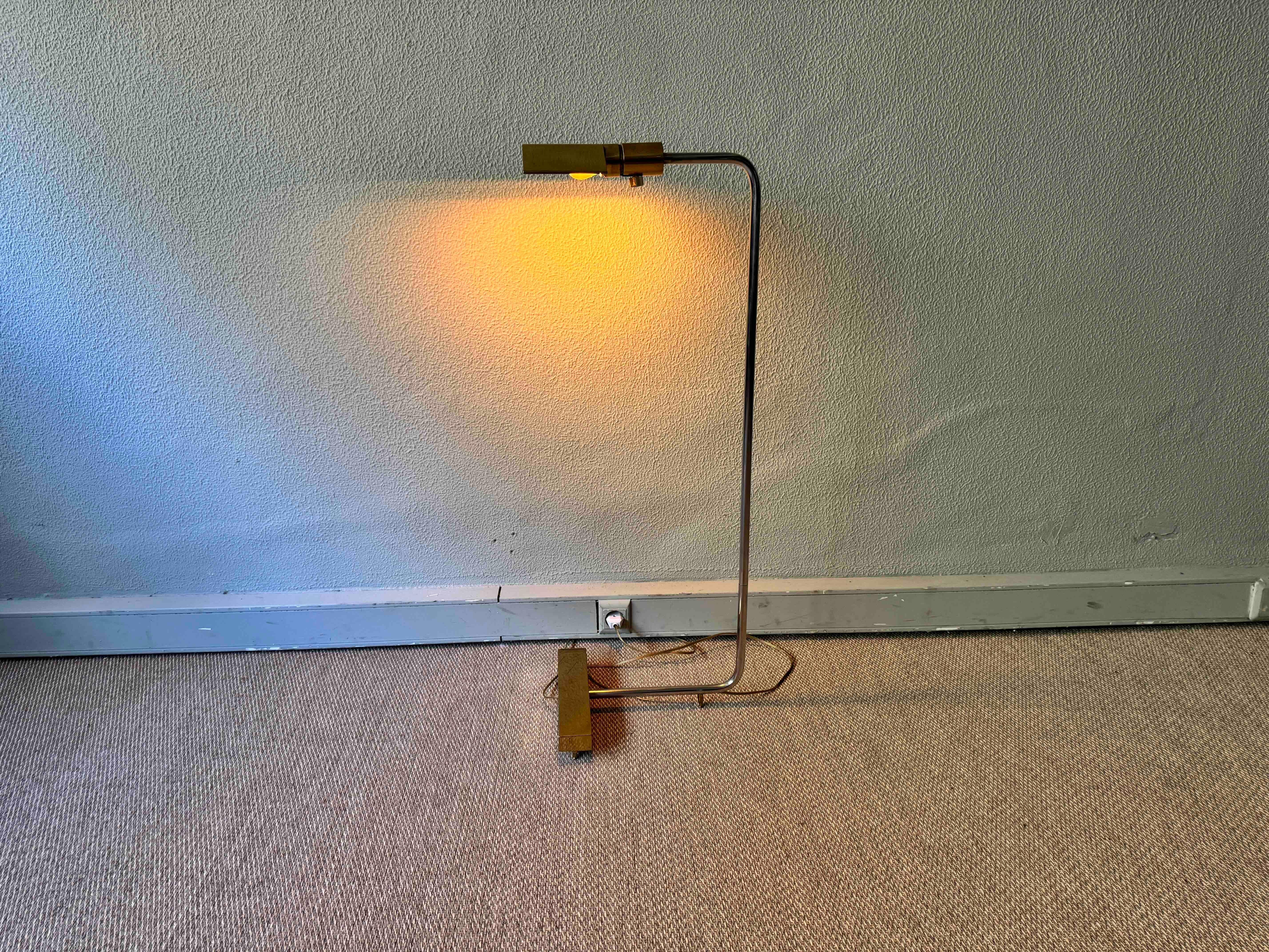 Brass and Chrome Floor Lamp in the style of Cedric Hartman, 1970's In Good Condition For Sale In Lisboa, PT