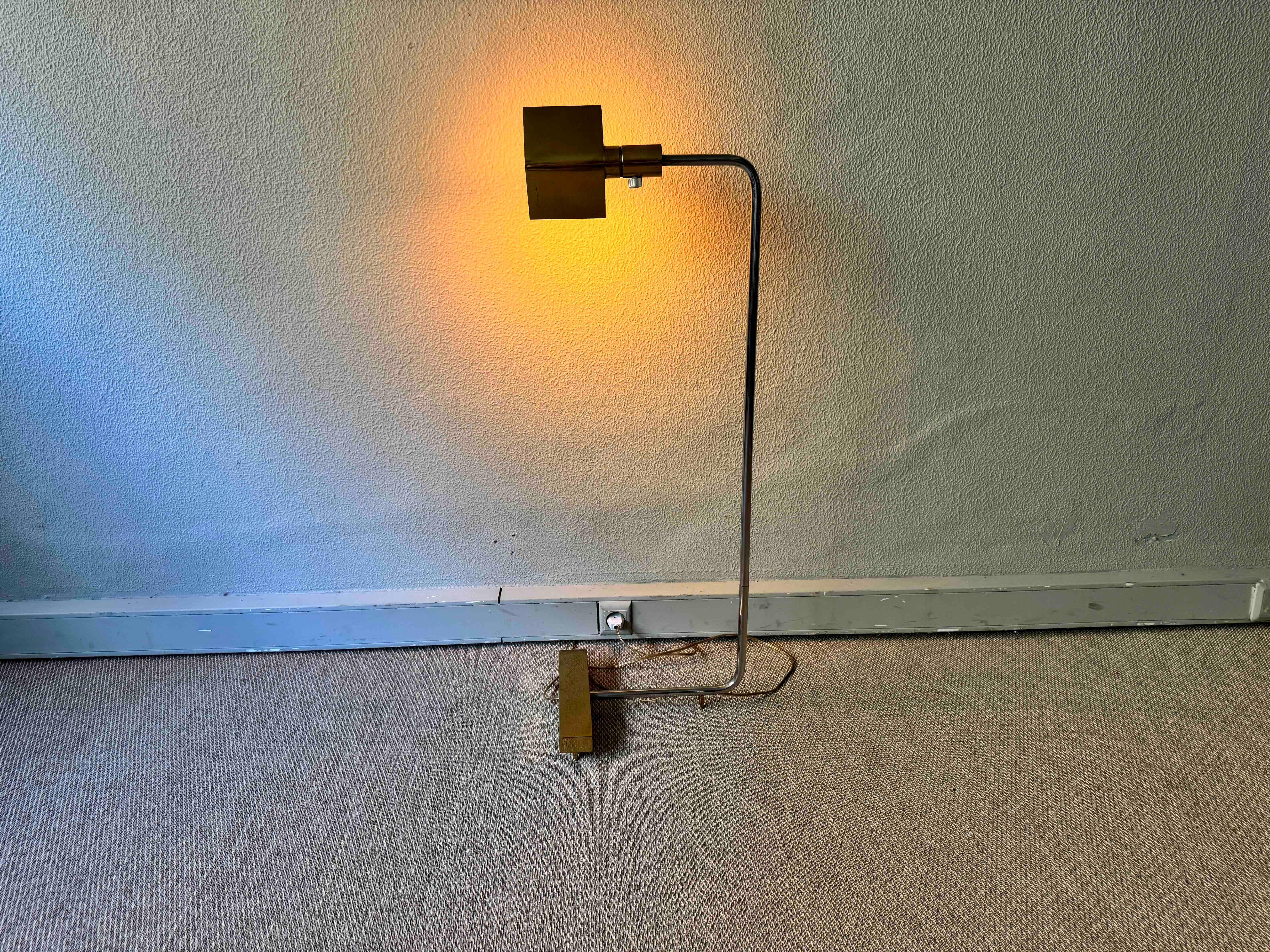 Late 20th Century Brass and Chrome Floor Lamp in the style of Cedric Hartman, 1970's For Sale