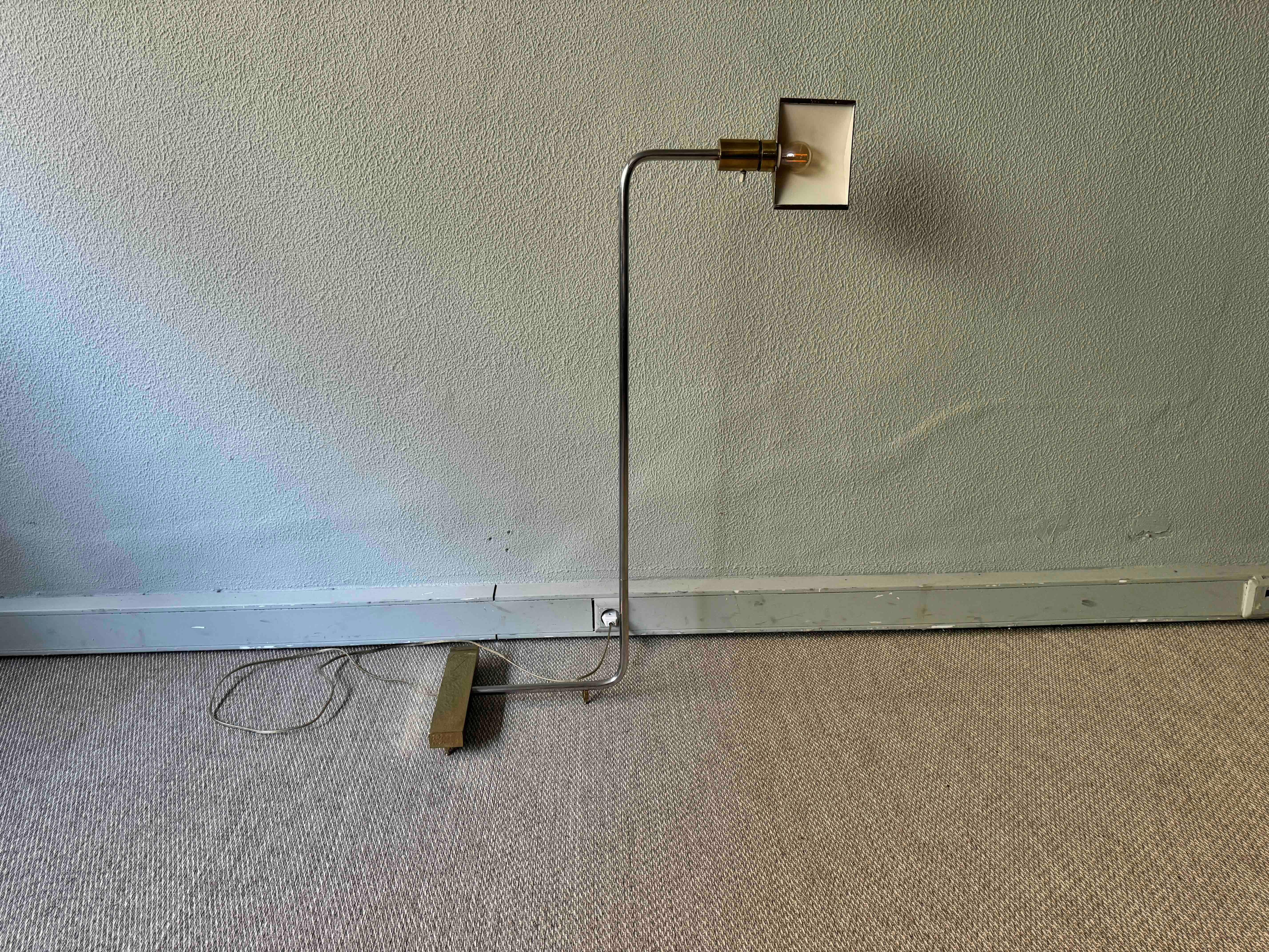 Brass and Chrome Floor Lamp in the style of Cedric Hartman, 1970's For Sale 1