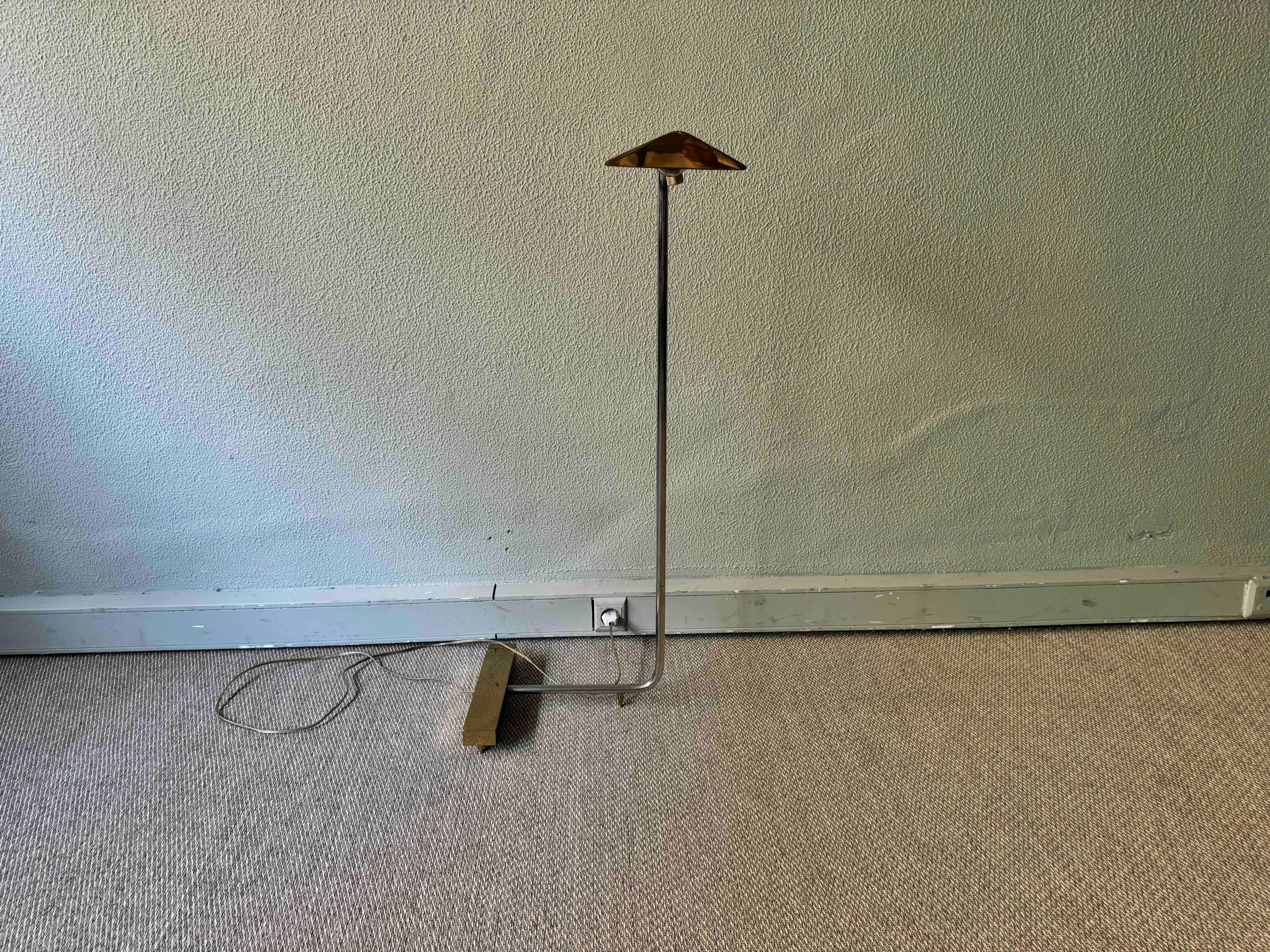 Brass and Chrome Floor Lamp in the style of Cedric Hartman, 1970's For Sale 2