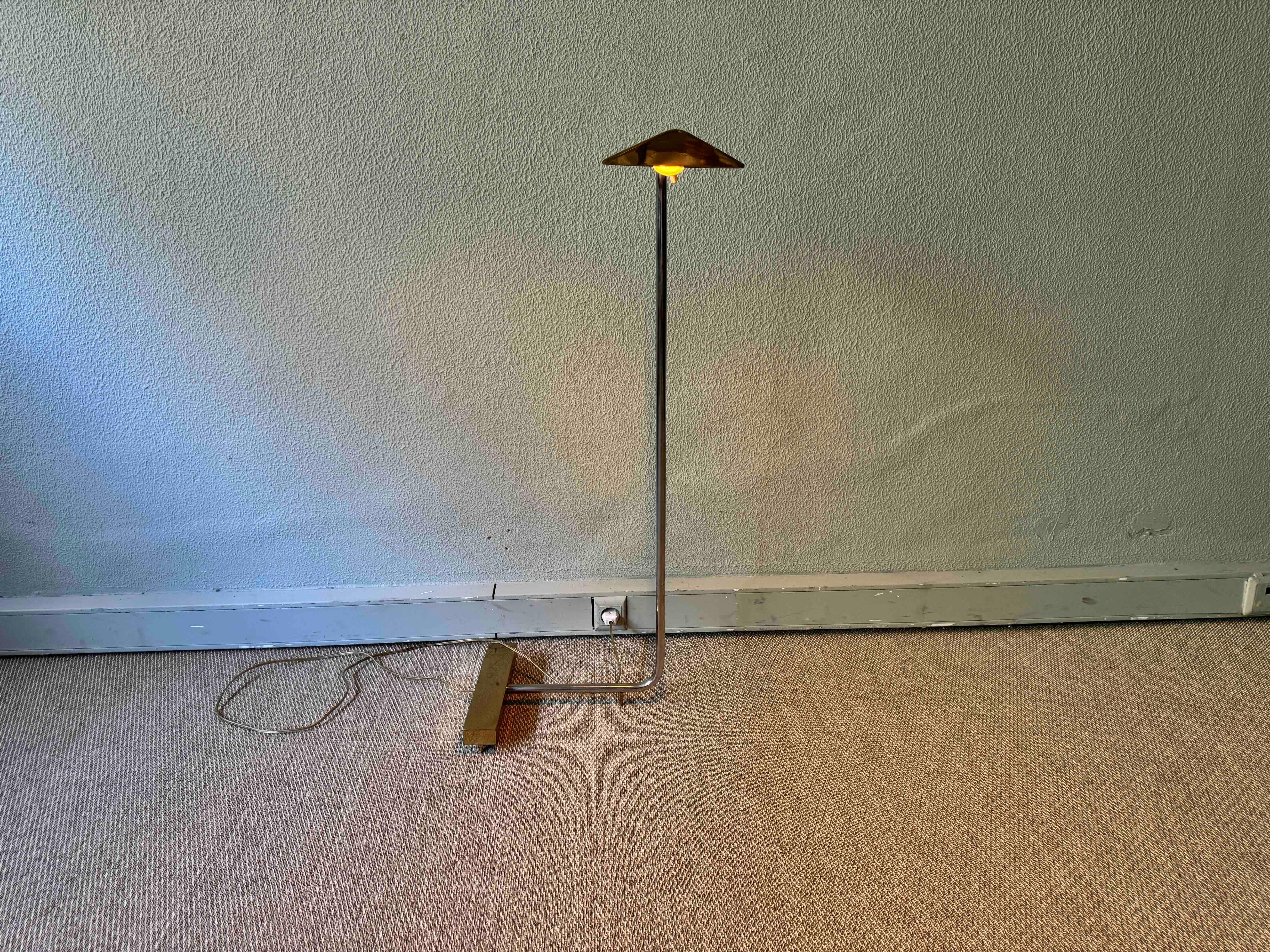 Brass and Chrome Floor Lamp in the style of Cedric Hartman, 1970's For Sale 3