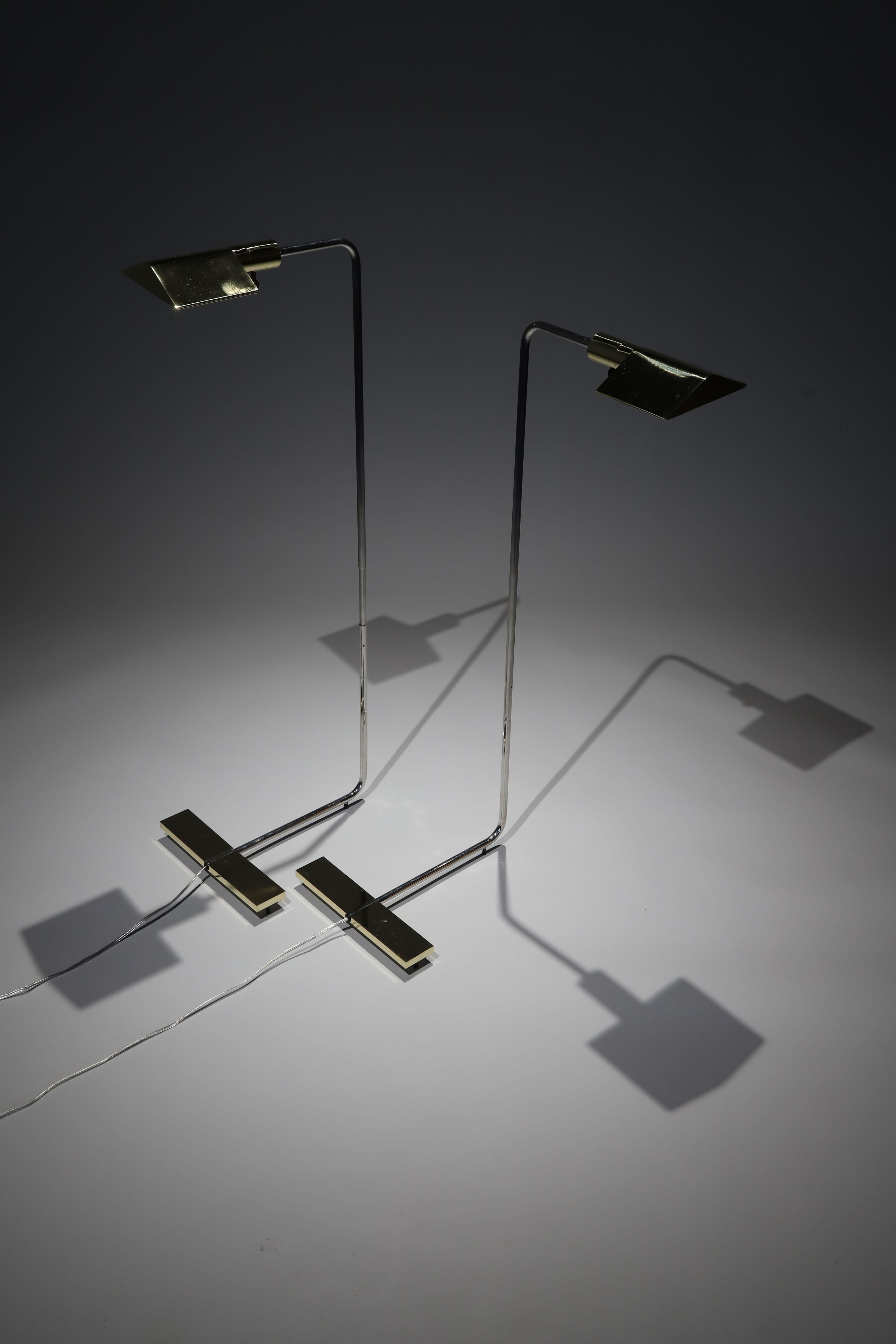 Mid-Century Modern Brass and Chrome Floor Lamps by Cedric Hartman