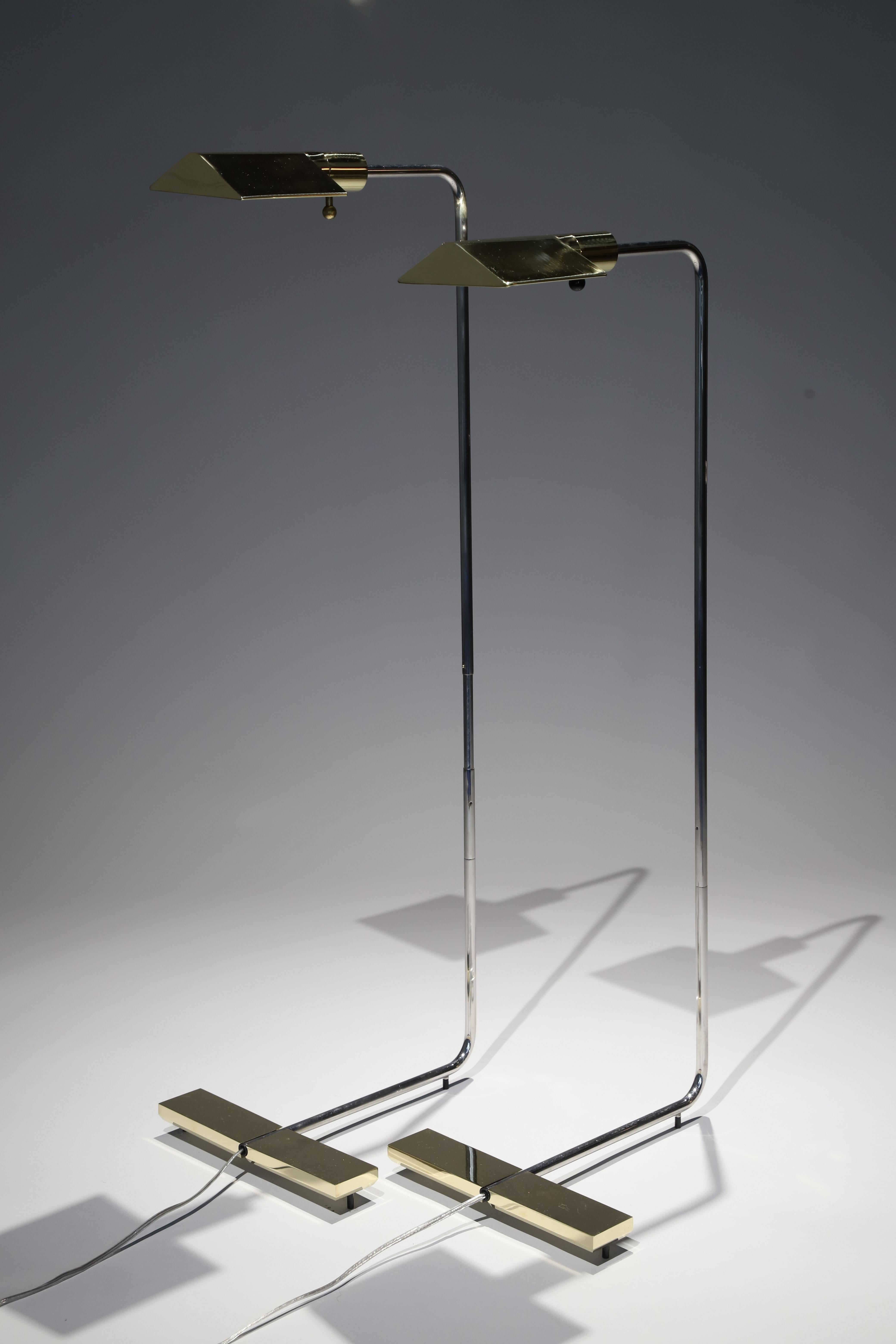 Brass and Chrome Floor Lamps by Cedric Hartman In Good Condition In Oklahoma City, OK