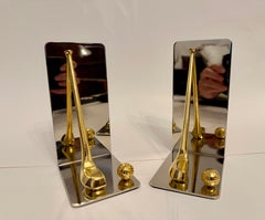 Brass and Chrome Golf Club Bookends, Late 20th Century Design