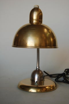 Brass and Chrome Machine Age Bell Shade Reading Desk Lamp