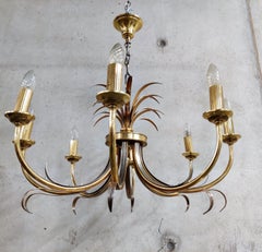 Brass and Chrome Maison Jansen Pineapple Chandelier, 1970s