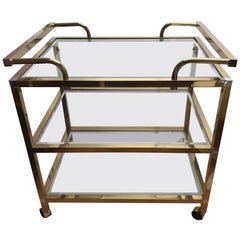 Brass and Chrome Midcentury Bar Cart in the Style of Milo Baughman