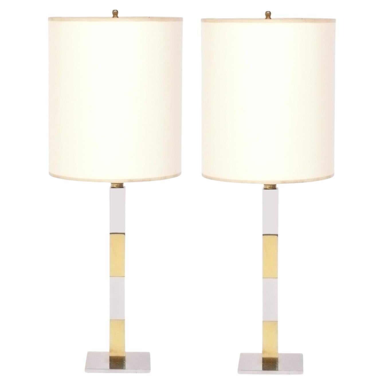 Brass and Chrome Mid Century Lamps by Stewart Ross James for Hansen For Sale