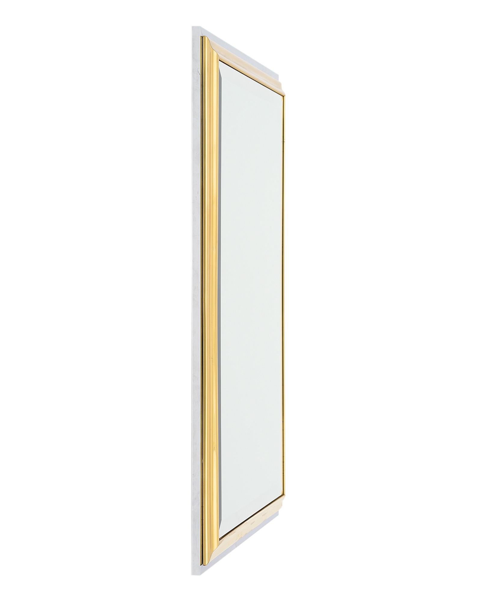 Brass and Chrome Mid-Century Mirror In Good Condition For Sale In Austin, TX