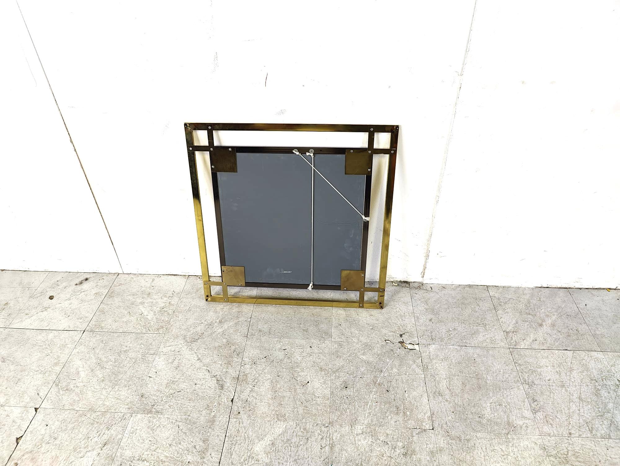 Brass and chrome mirror by Belgochrom, 1970s For Sale 4