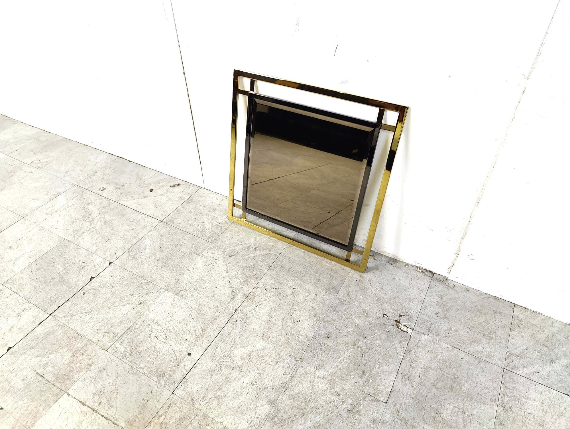 Late 20th Century Brass and chrome mirror by Belgochrom, 1970s For Sale