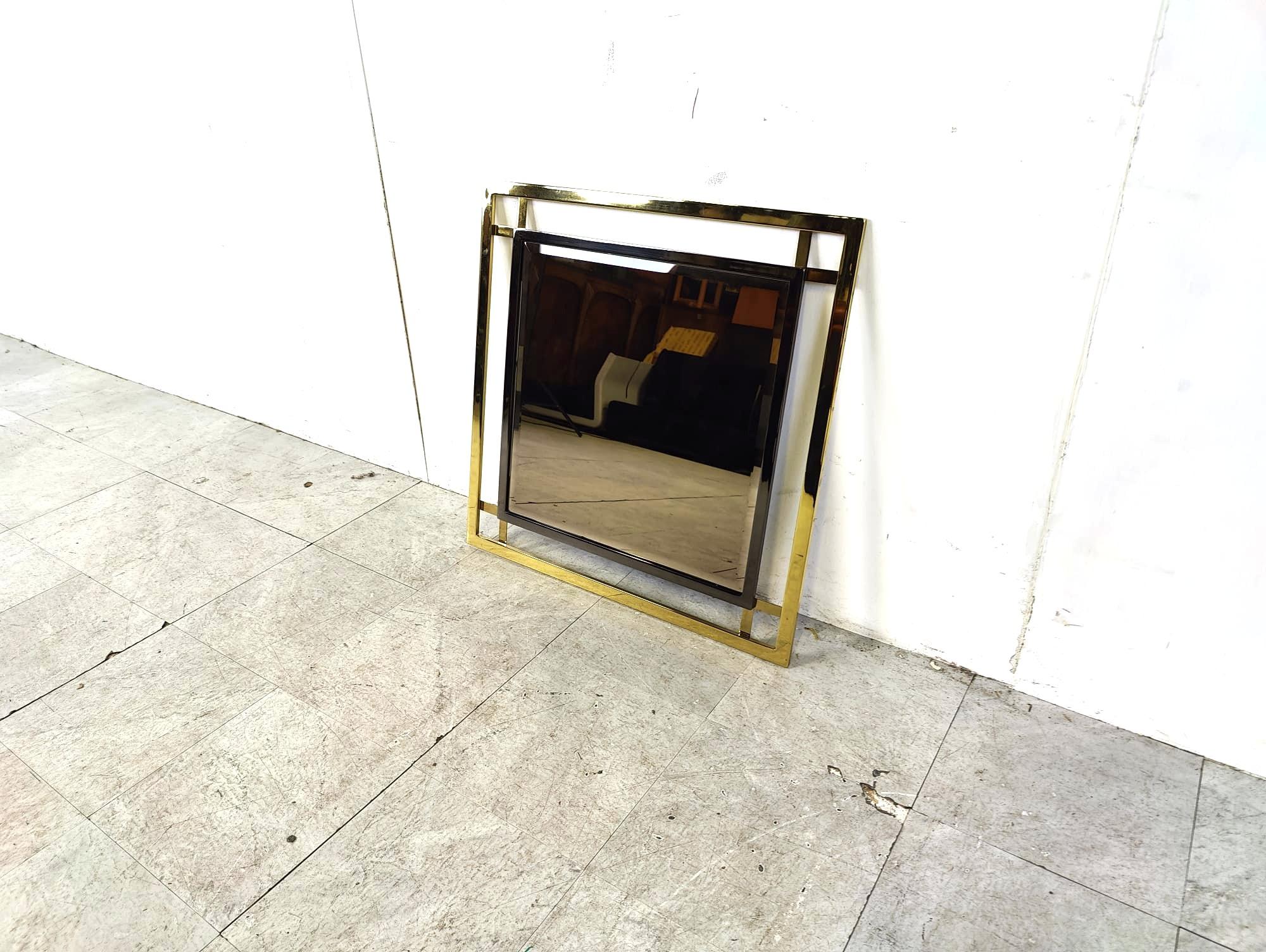 Brass and chrome mirror by Belgochrom, 1970s For Sale 2