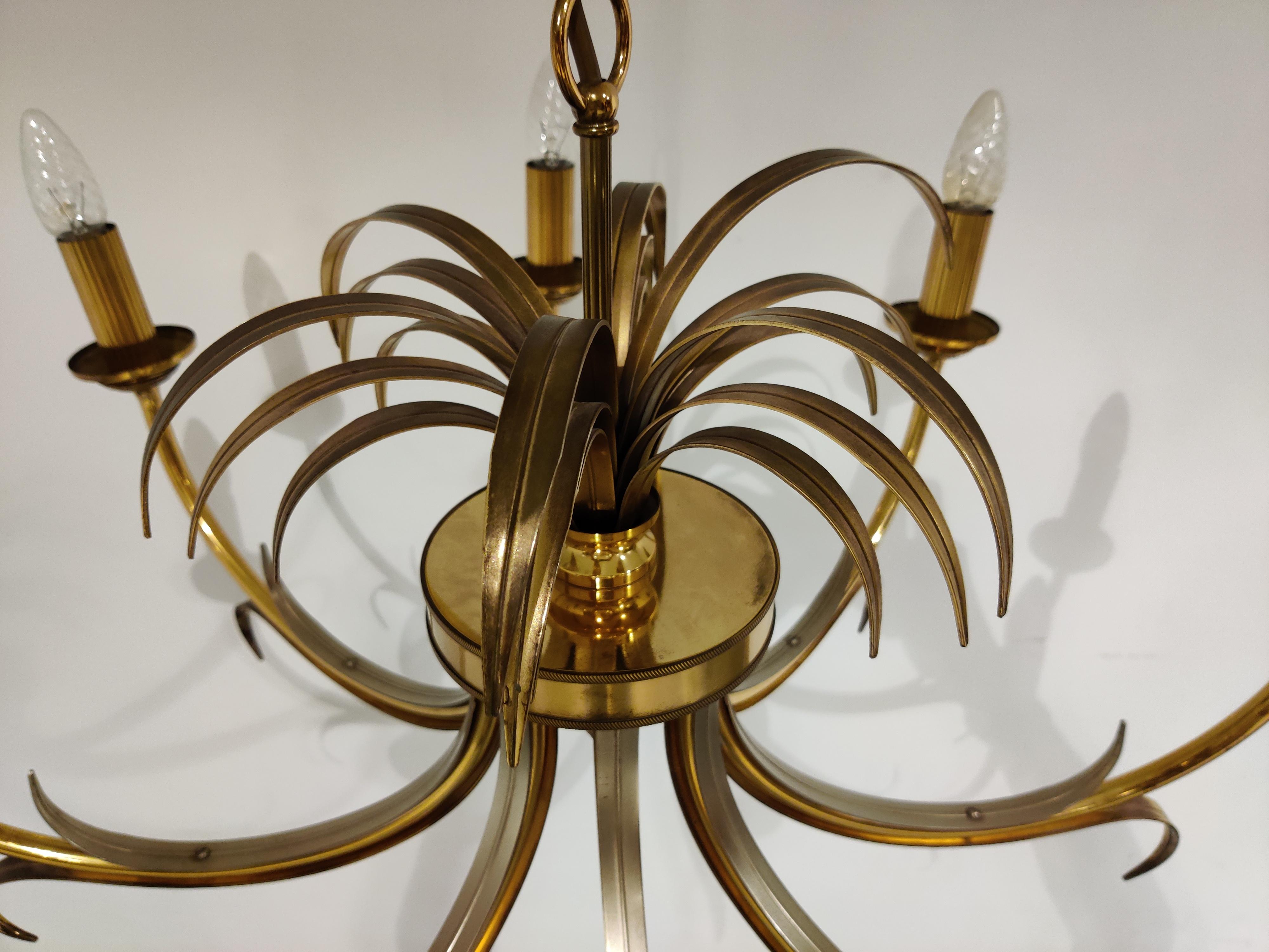 Brass and Chrome Pineapple Chandelier, 1970s 4