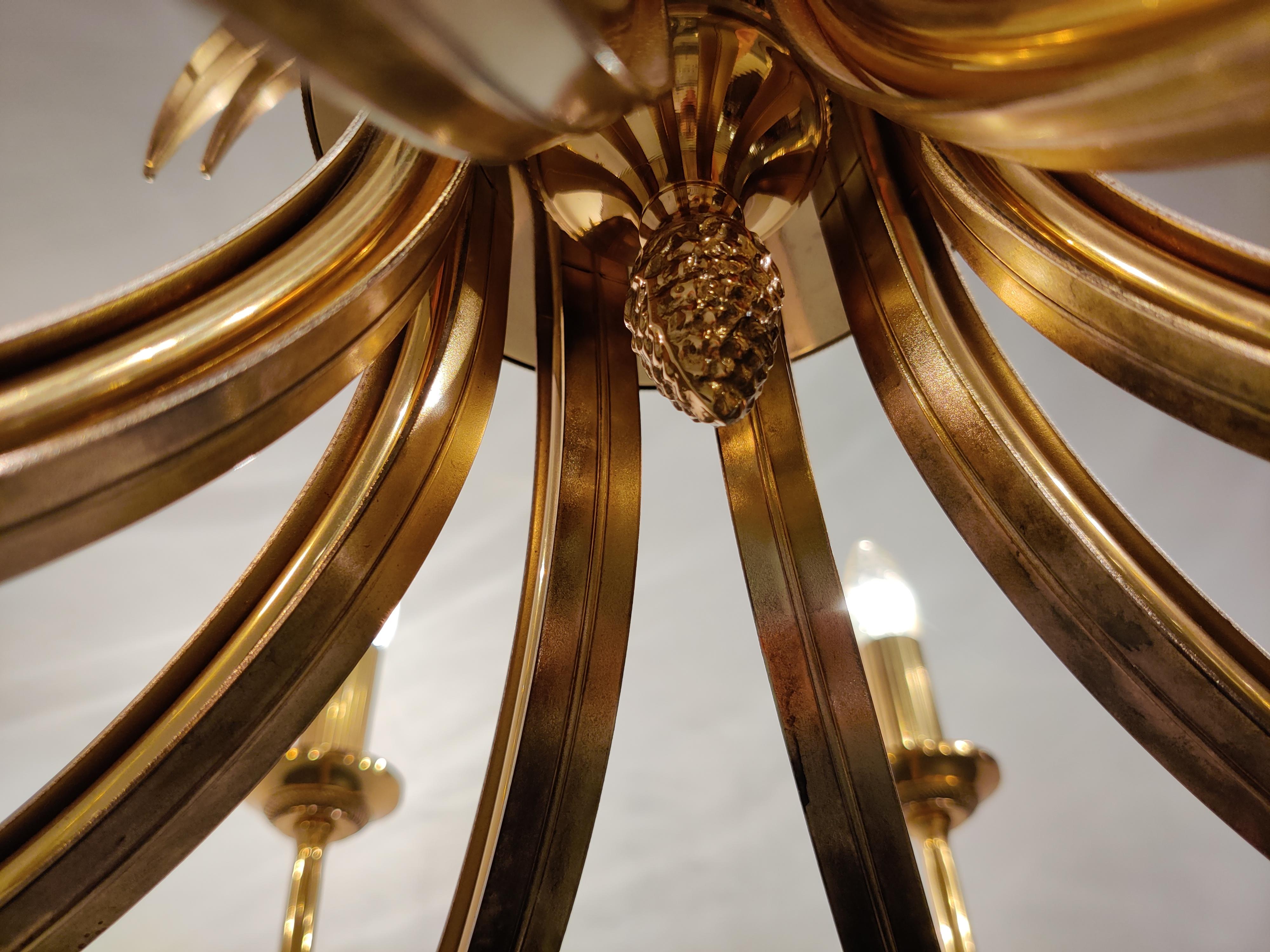 Late 20th Century Brass and Chrome Pineapple Chandelier, 1970s